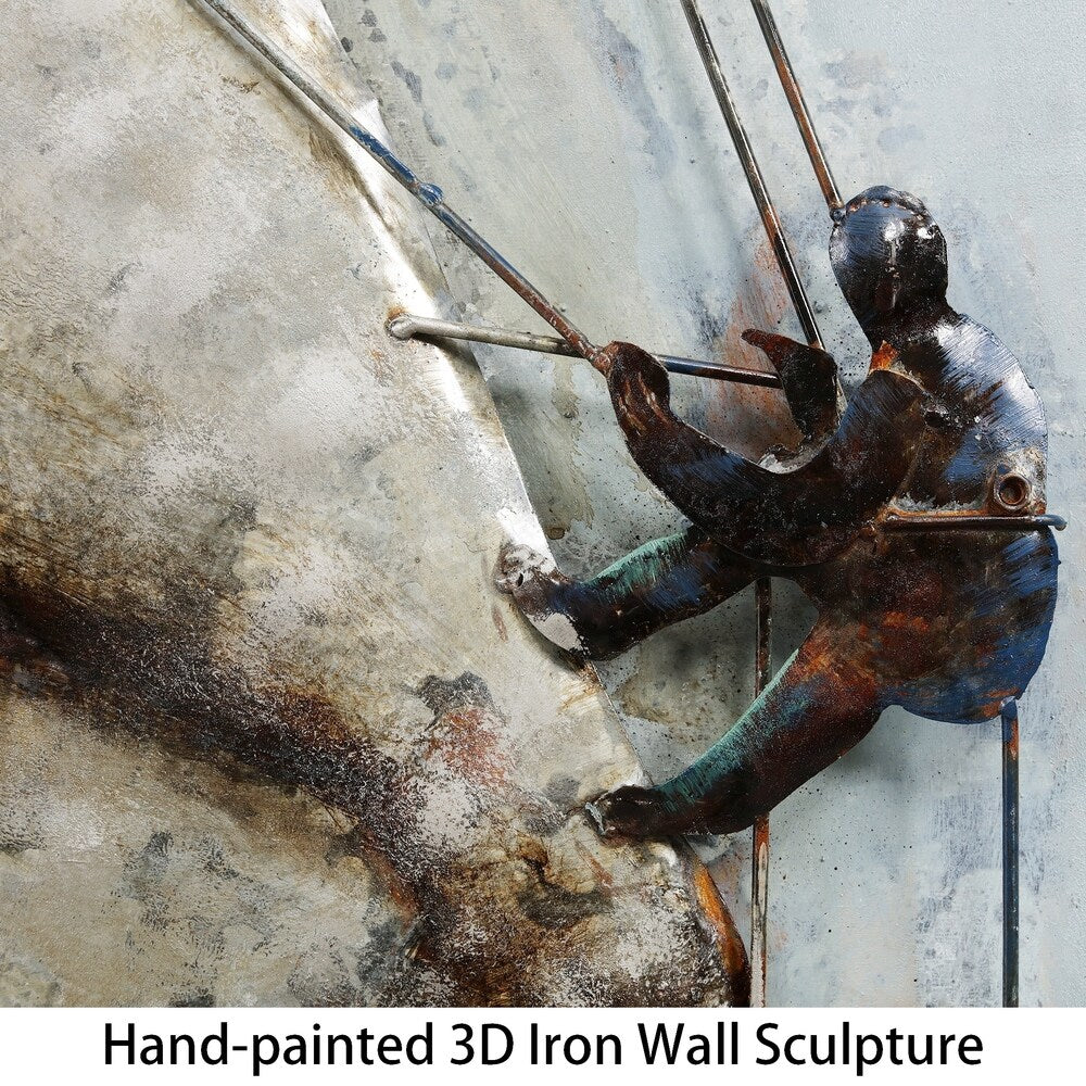 Ascent on Rushmore Mixed Media Iron Hand-Painted 3D Wall Art - Mountain Landscape Decor for Living Room, Bedroom & Office