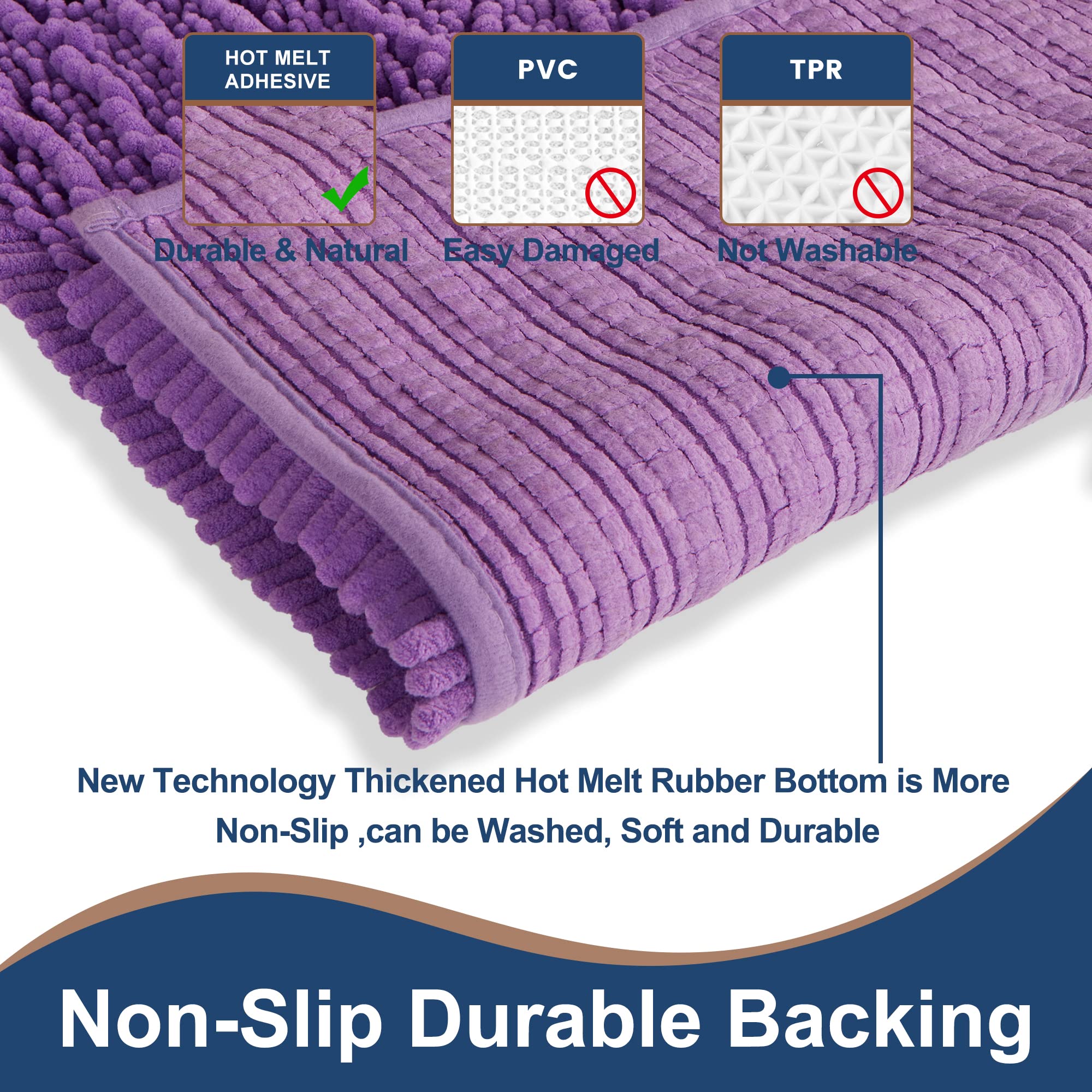**FLOLEOPA Soft Plush Microfiber Bathroom Rugs – Super Absorbent, Non-Slip, Machine Washable Bath Mats for Tub, Shower & Bathroom Floor (31x59 Inches, Lavender) – Perfect for Cozy Bathrooms & Spa-Like Showers**