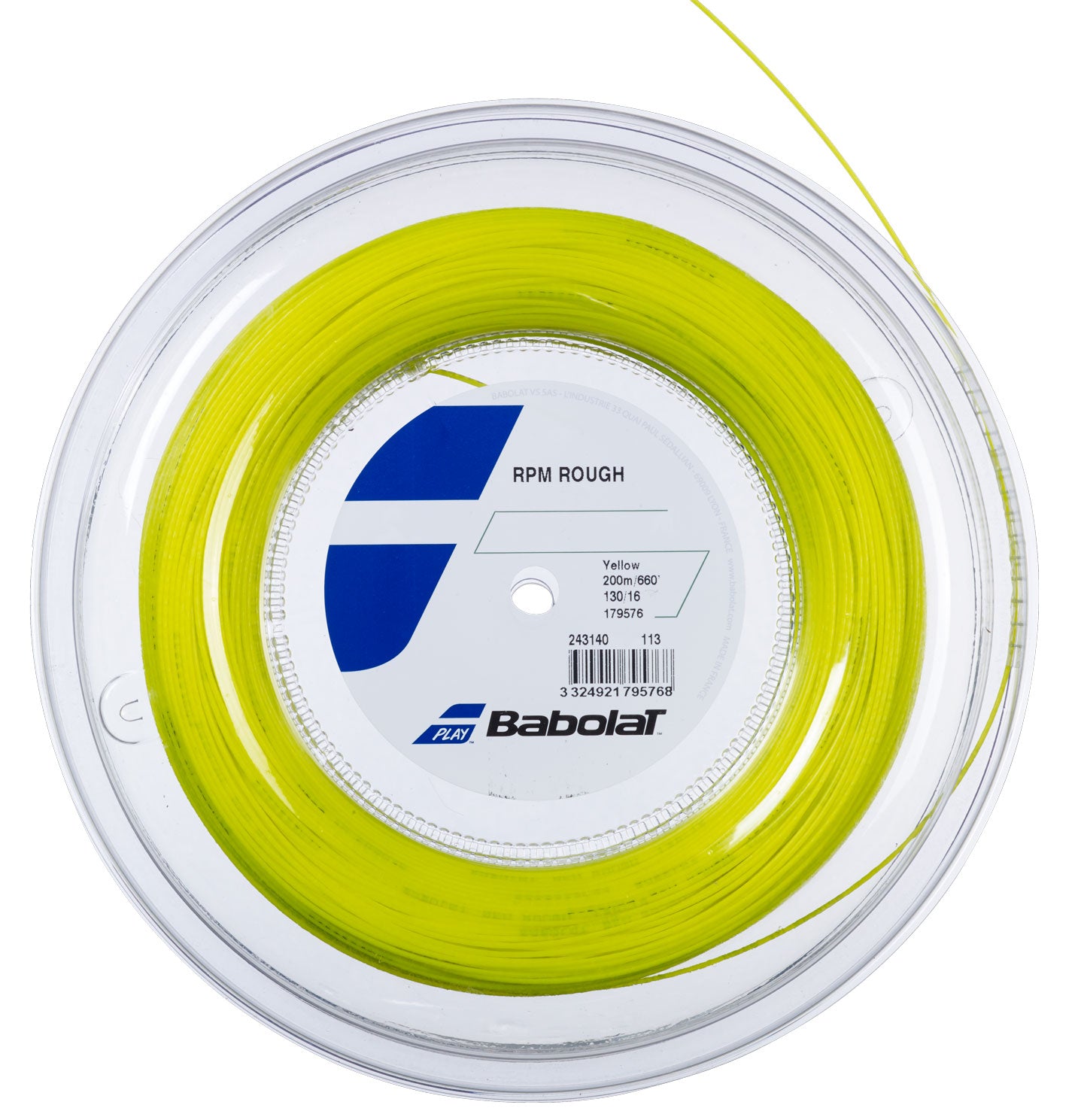 Babolat RPM Rough 16/1.30 Tennis String Reel - High Performance Polyester String for Spin & Control (Yellow) | Perfect for Competitive Players & Stringing Professionals