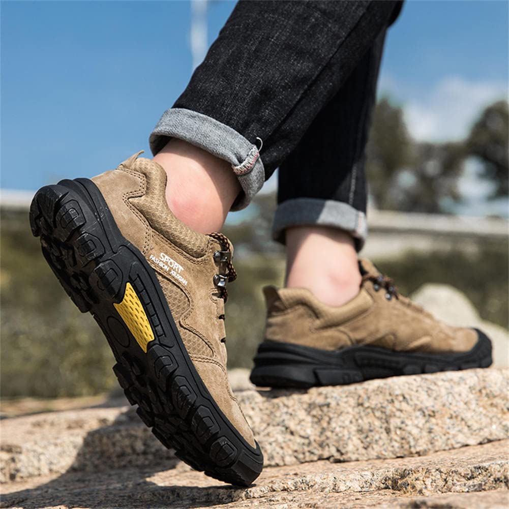 GEXECEUSS Men's Breathable Non-Slip Hiking Boots - Lightweight Leather Walking Shoes for Trail Trekking & Outdoor Adventures - Perfect for Hiking, Camping and Daily Casual Wear