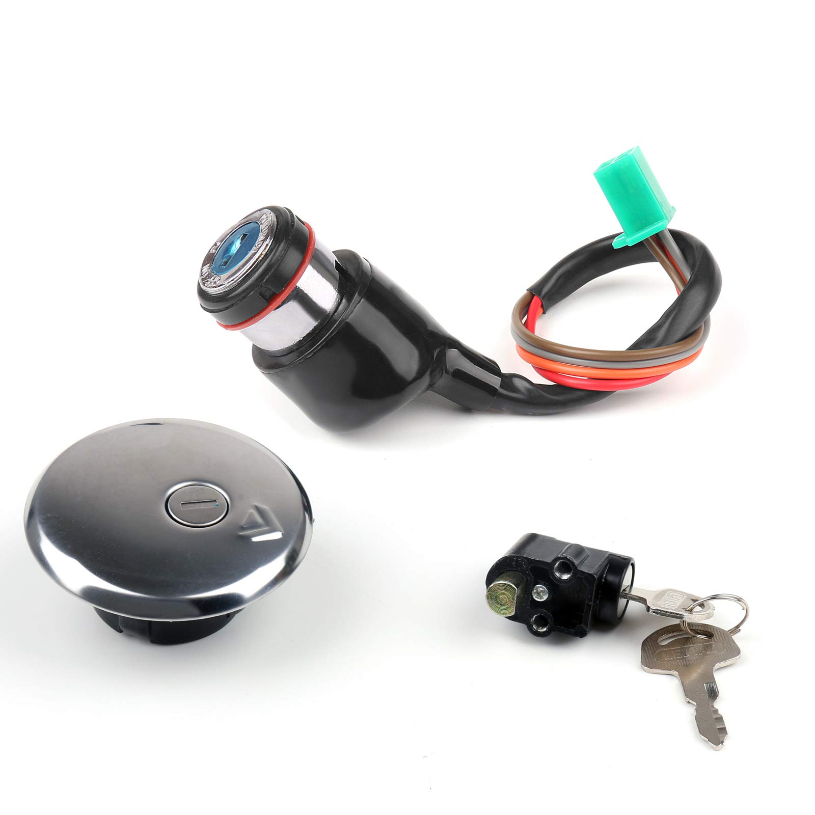 Suzuki GN125 1982-2001 Motorcycle Ignition Switch with Key & Fuel Gas Cap Lock Set - Replacement Ignition Switch Lock Key Kit for Easy Installation - Perfect for Off-Road, Commuting, and Motorcycle Maintenance