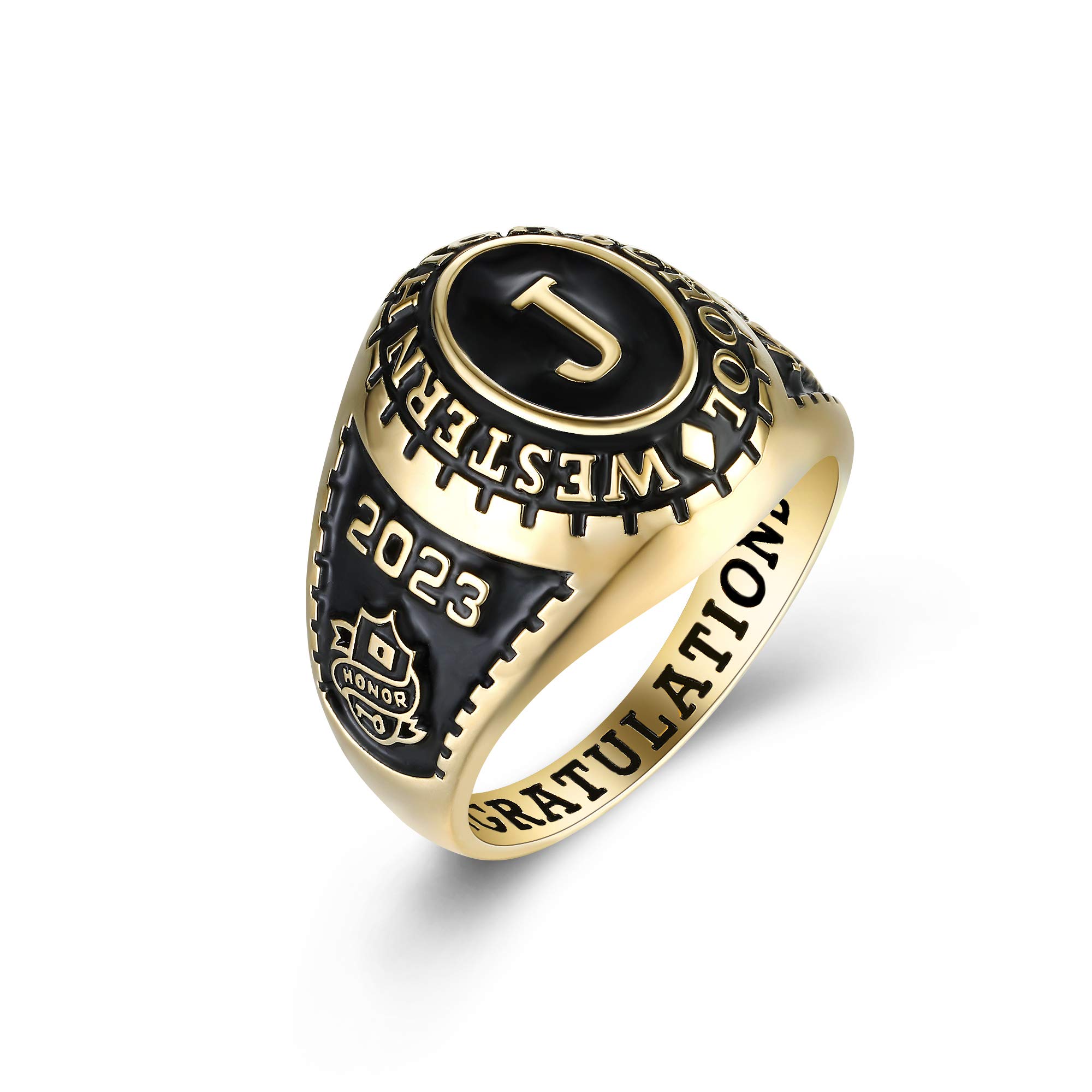 Authentic PJM Mementos USA Premium Class Ring for Men - 925 Sterling Silver or 10KT Gold Custom Graduation Ring - Personalized High School, College & University Rings - Perfect Graduation Gift for Him - Ideal for Commencement Ceremonies, Alumni Events & Special Occasions
