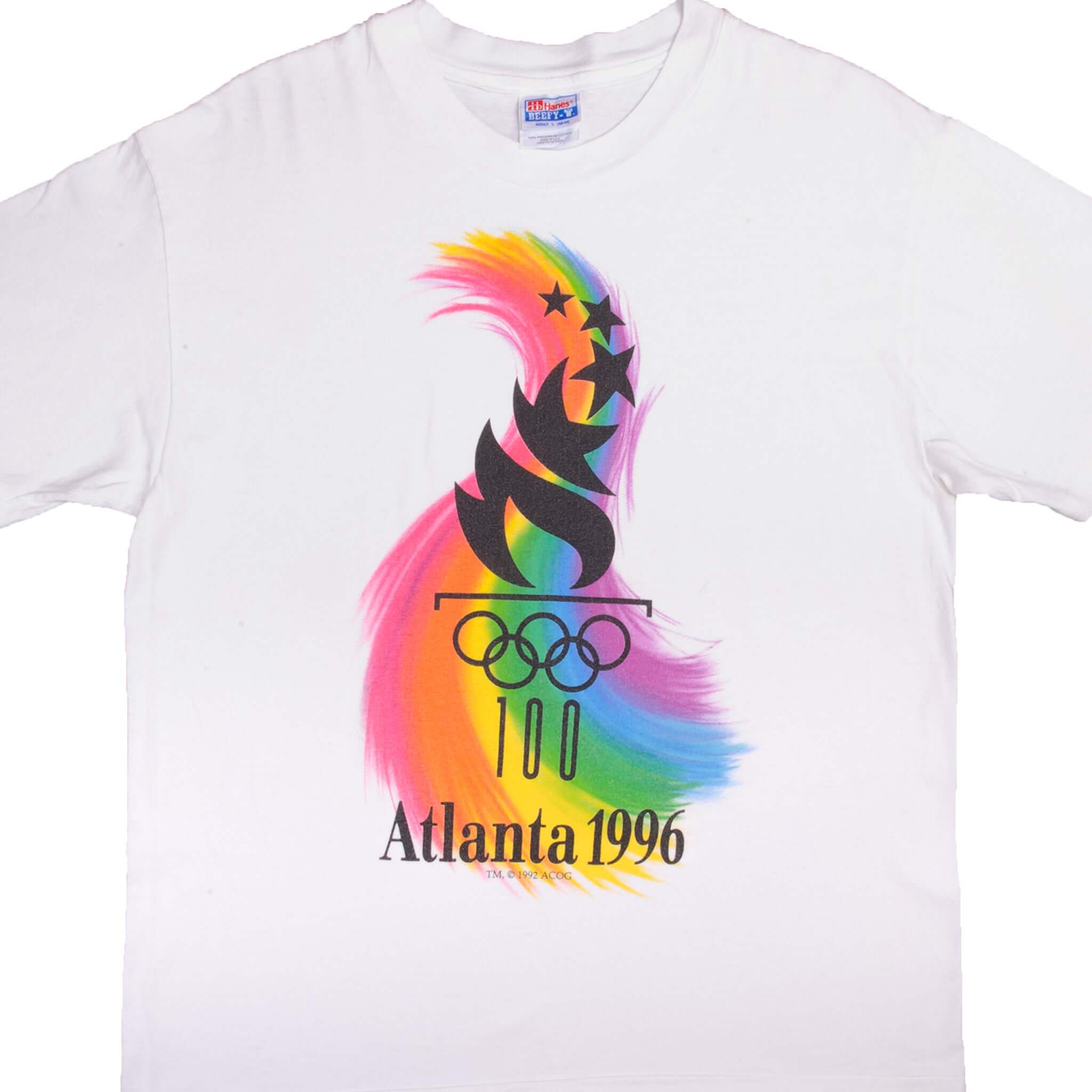Vintage 1996 Atlanta Olympics T-Shirt - Large Size - Made in USA - Retro Sports Fan Gift & Collectible for Olympics Enthusiasts