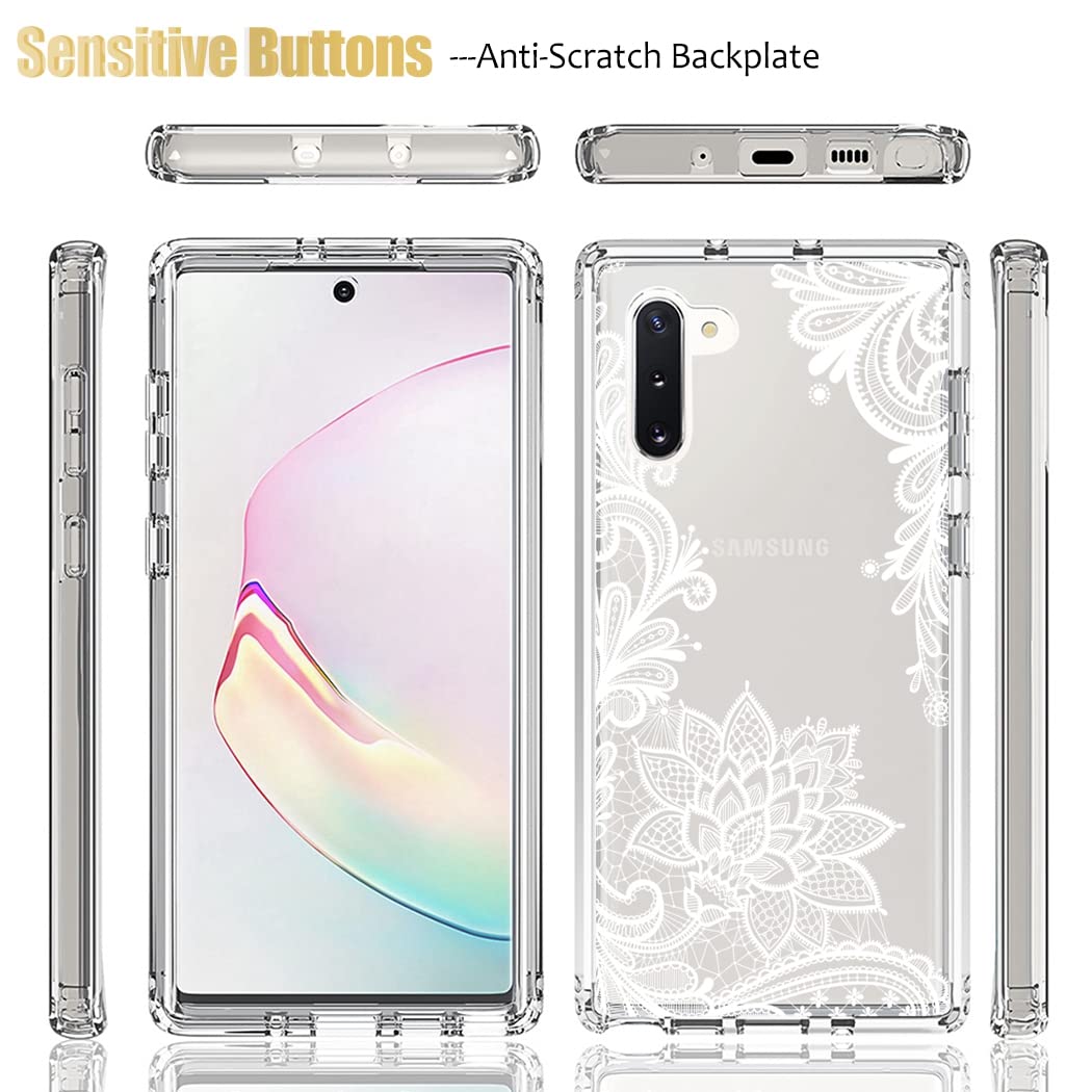Samsung Galaxy Note 10 Case with Tempered Glass Screen Protector - Shockproof Clear Mandala Design Full Body Protective Cover for Galaxy Note 10/N970U | Perfect for Daily Use, Travel & Outdoor Activities