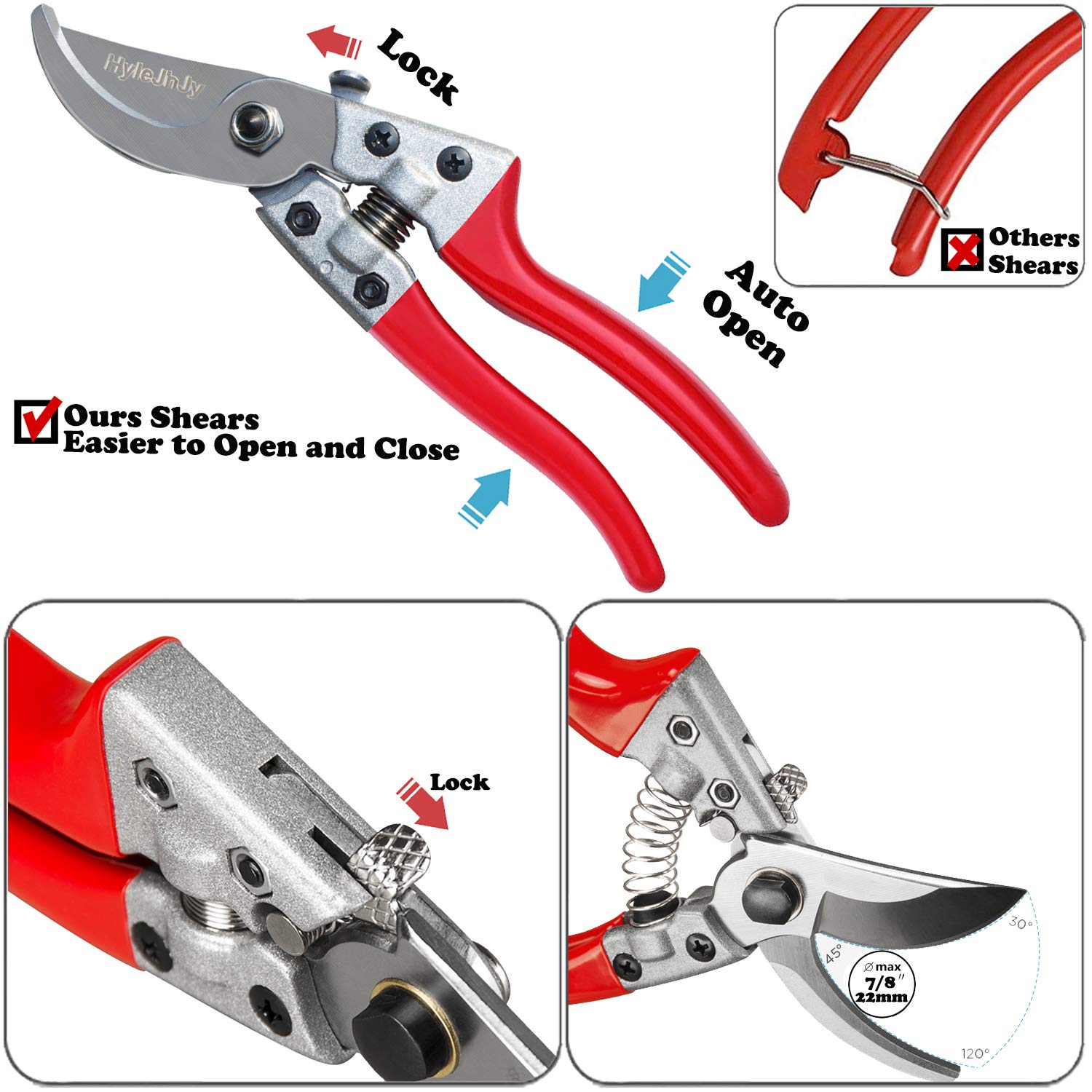 Premium Stainless Steel SK5 Pruning Shears - Straight Tip Garden Shears, Florist Scissors & Hand Pruners for Trimming Plants, Flowers, and Shrubs | Ideal for Gardening, Landscaping, and Floral Arrangements