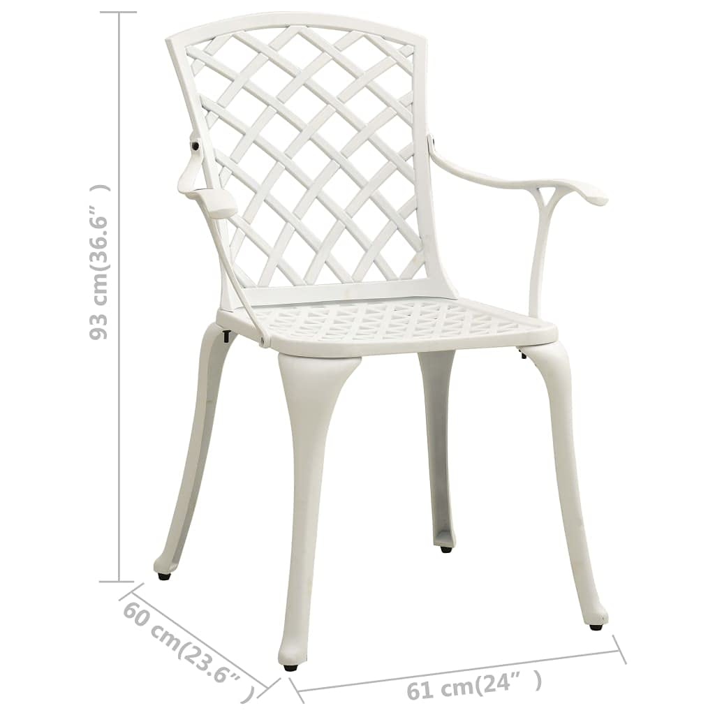 Antique Bronze 3-Piece Aluminum Bistro Set - Outdoor Patio Table & Chairs with Umbrella Hole - Durable Cast Aluminum Furniture for Yard, Balcony, Garden or Poolside Dining - Weather-Resistant White Finish