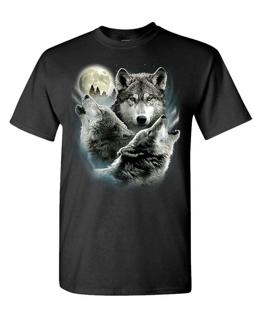 Howling in The Night - 3 Wolves America Unisex T-Shirt | Vintage Wolf Design Cotton Tee for Men & Women | Perfect for Outdoor Adventures, Camping & Casual Wear