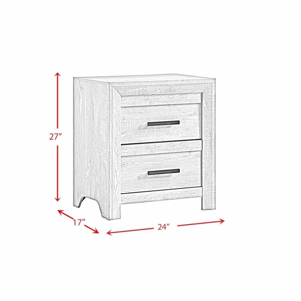 Picket House Furnishings Keely 2-Drawer White Nightstand - Modern Bedside Table for Bedroom, Guest Room & Nursery Storage