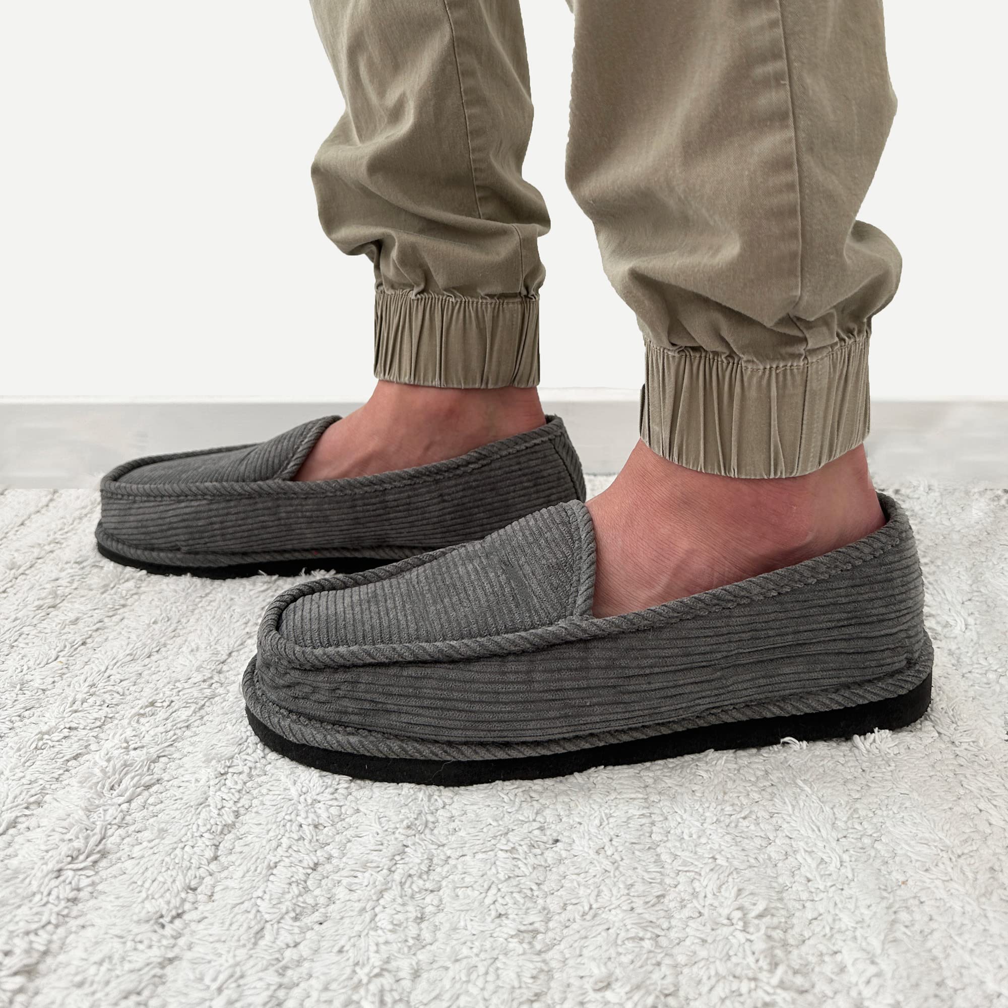 Comfortable Bright Men's Corduroy House Slippers - Warm Indoor/Outdoor Slippers for Home, Lounge & Backyard