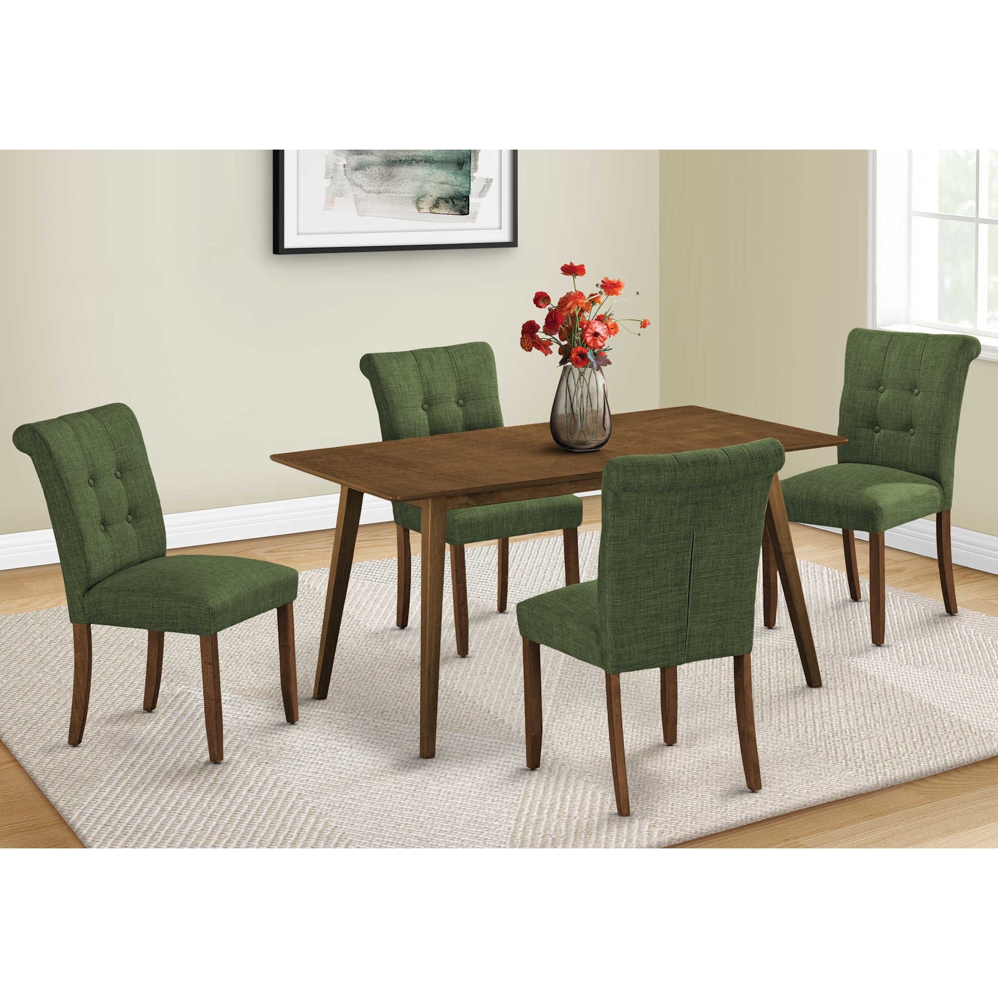 Modern 5-Piece Asher Wooden Dining Set - Solid Oak Table & 4 Chairs for Kitchen, Dining Room, or Small Space - Perfect for Family Meals & Entertaining Guests