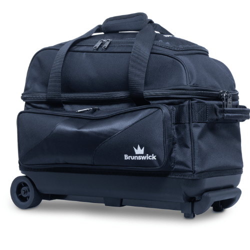 Brunswick Zone Double Roller Black Bowling Bag - Durable 2-Ball Carrier for League & Practice - Perfect for Bowling Enthusiasts & Tournament Players