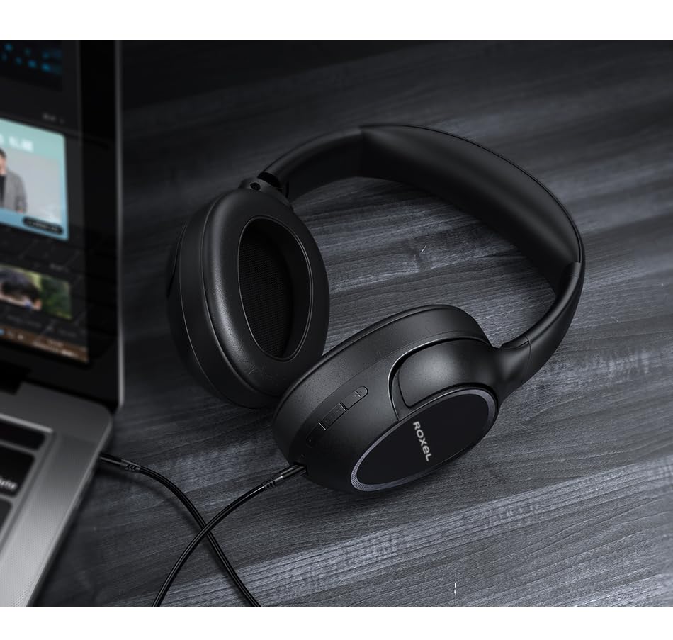 Roxel H700BT Wireless Over-Ear Headphones with Built-in Mic, 12H Playtime & 1H Fast Charge, Adjustable Foldable Lightweight Design, Deep Bass Stereo Sound - Perfect for Travel, Gaming & Music Listening