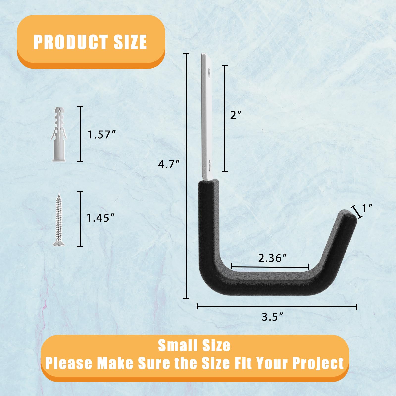 Heavy Duty Garage Wall Hooks - 8 Pack Small Utility Hooks for Bike, Ladder, Hose, Chainsaw & Leaf Blower Storage - Strong Metal Wall Mount Organizer for Garage, Shed & Workshop Organization