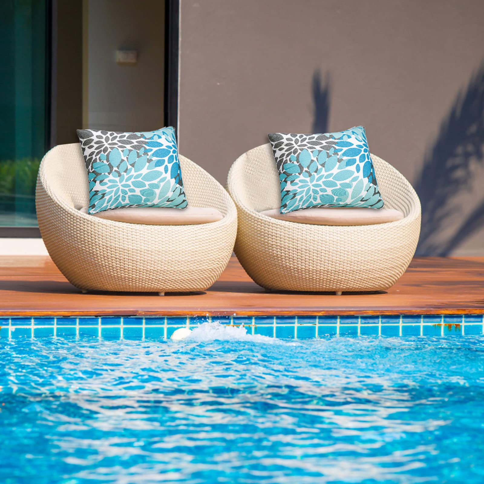JMGBird Waterproof Outdoor Pillows Set of 2 - 18x18 Inch All-Weather Decorative Throw Pillows with Inserts for Patio Furniture, Garden, Poolside & Porch Decor