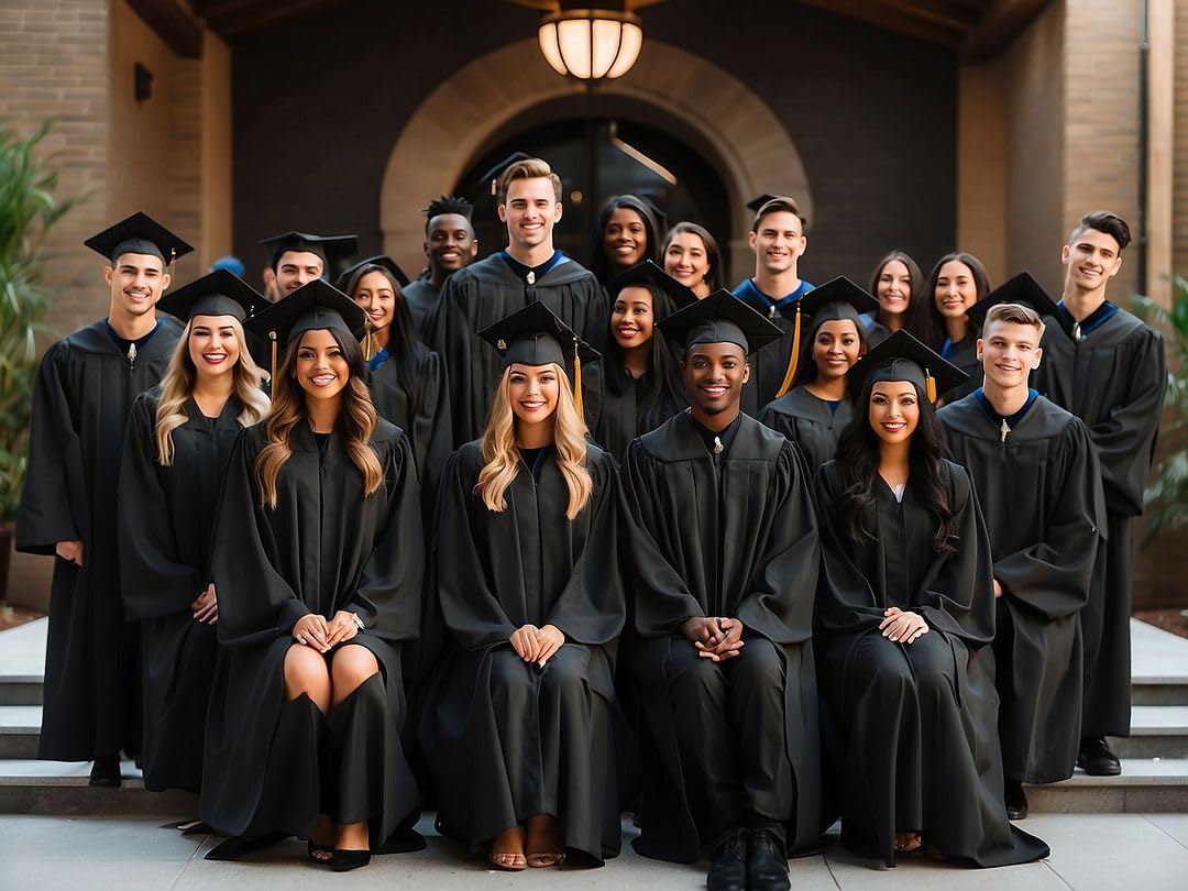 2025 Graduation Cap and Gown Set - Matte Black Unisex Academic Regalia with Tassel for Masters Degree | Perfect for Graduation Ceremonies, Photo Shoots & School Events