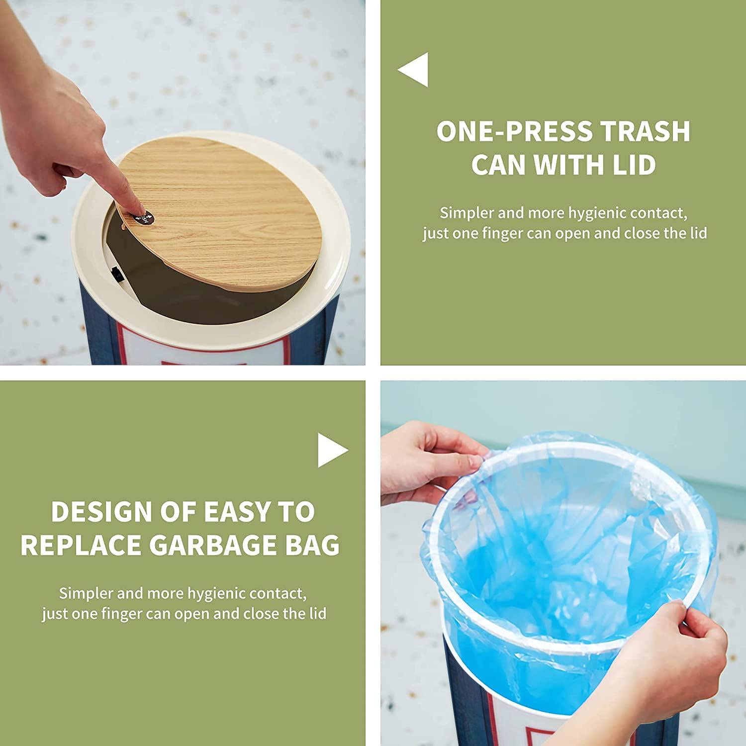 Small Trash Can with Lid - 2 Gallon Bathroom, Kitchen, Office & Outdoor Waste Basket - Dog Proof & Odor Control - Mini Basketball Hoop Design for Bedroom, Nursery & Diaper Disposal - Cute Decorative Garbage Bin for Home & Office Use