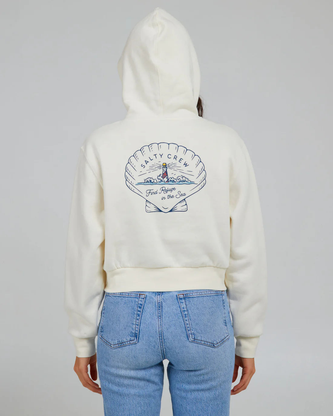 Salty Crew Scallop Crop Hoody - Women's Fashion Hooded Sweatshirt for Surfing, Beach & Casual Wear
