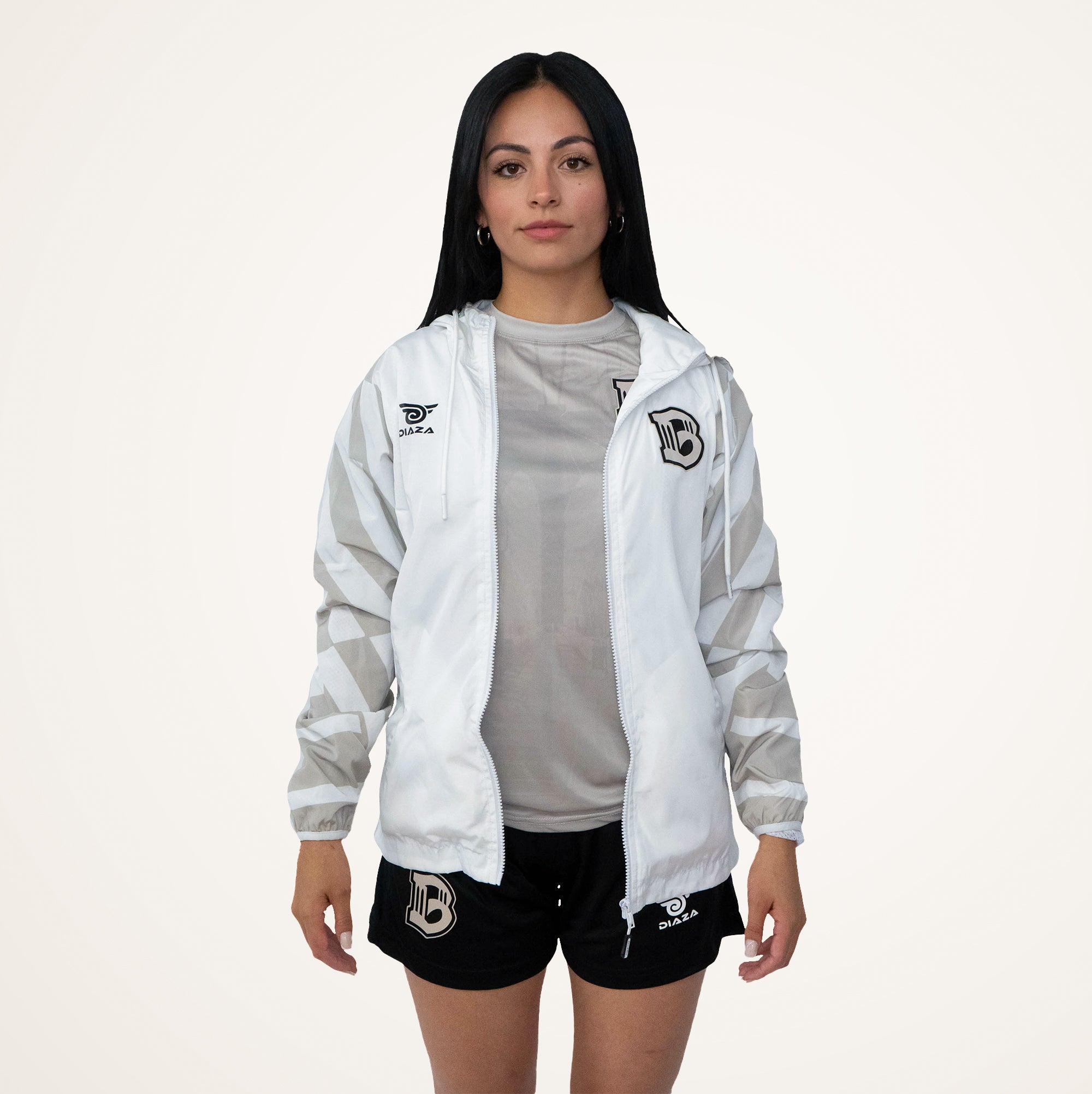Brooklyn FC Women's White Windbreaker Jacket - Lightweight Waterproof Running & Outdoor Sports Windbreaker for Women