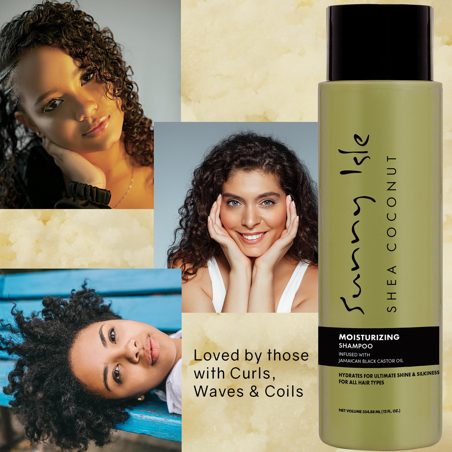 Sunny Isle Shea Coconut Moisturizing Shampoo & Conditioner Set 12oz | Jamaican Black Castor Oil for Curly Hair Care | Hydrating Formula for Dry Curls, Waves, Coils | Silicone, Paraben & Sulfate Free | Perfect for Daily Hair Hydration & Natural Curl Definition