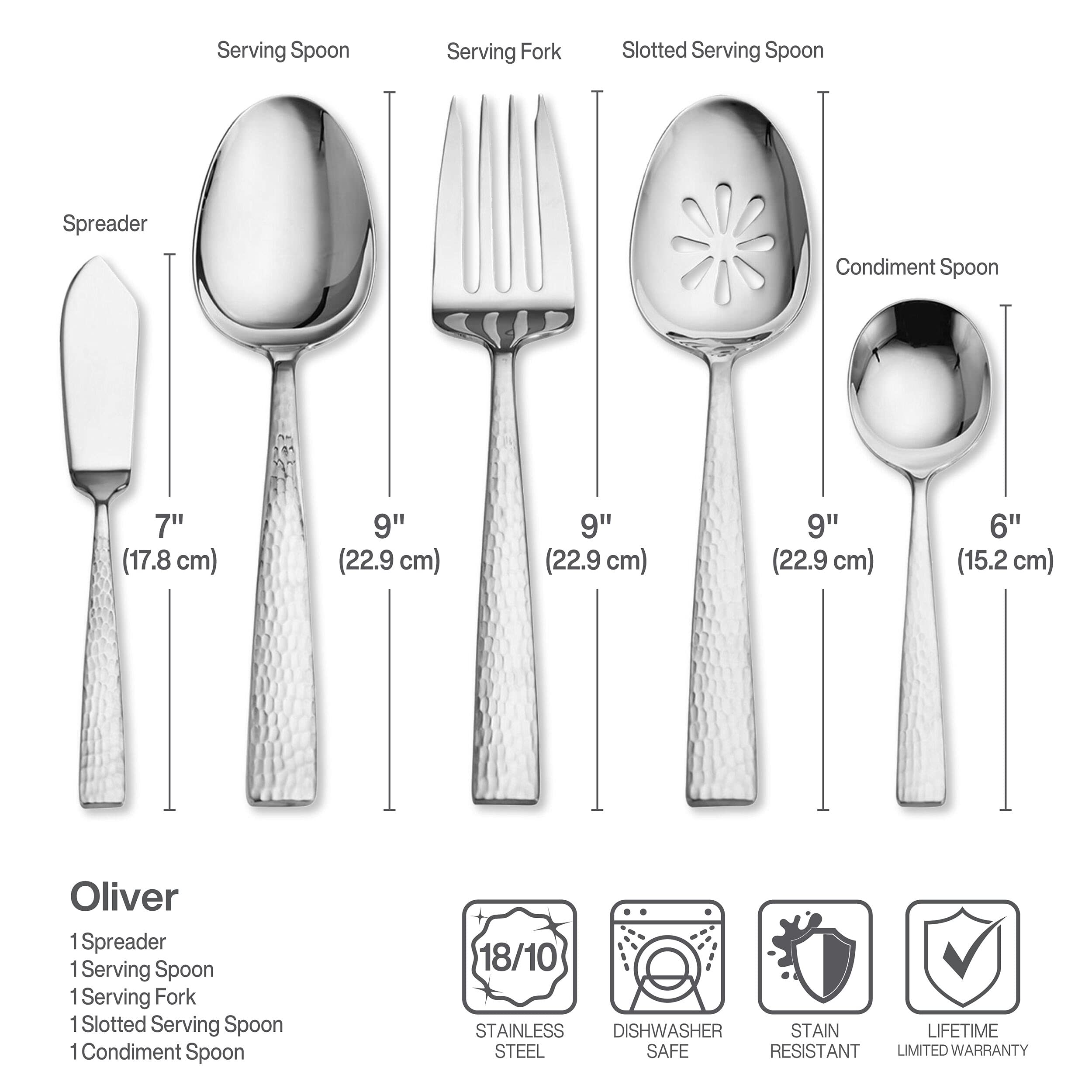 Premium Mikasa Oliver Satin 65-Piece 18/10 Stainless Steel Flatware Set for 12 - Elegant Silverware with Serving Utensils - Perfect for Dinner Parties, Weddings & Formal Dining