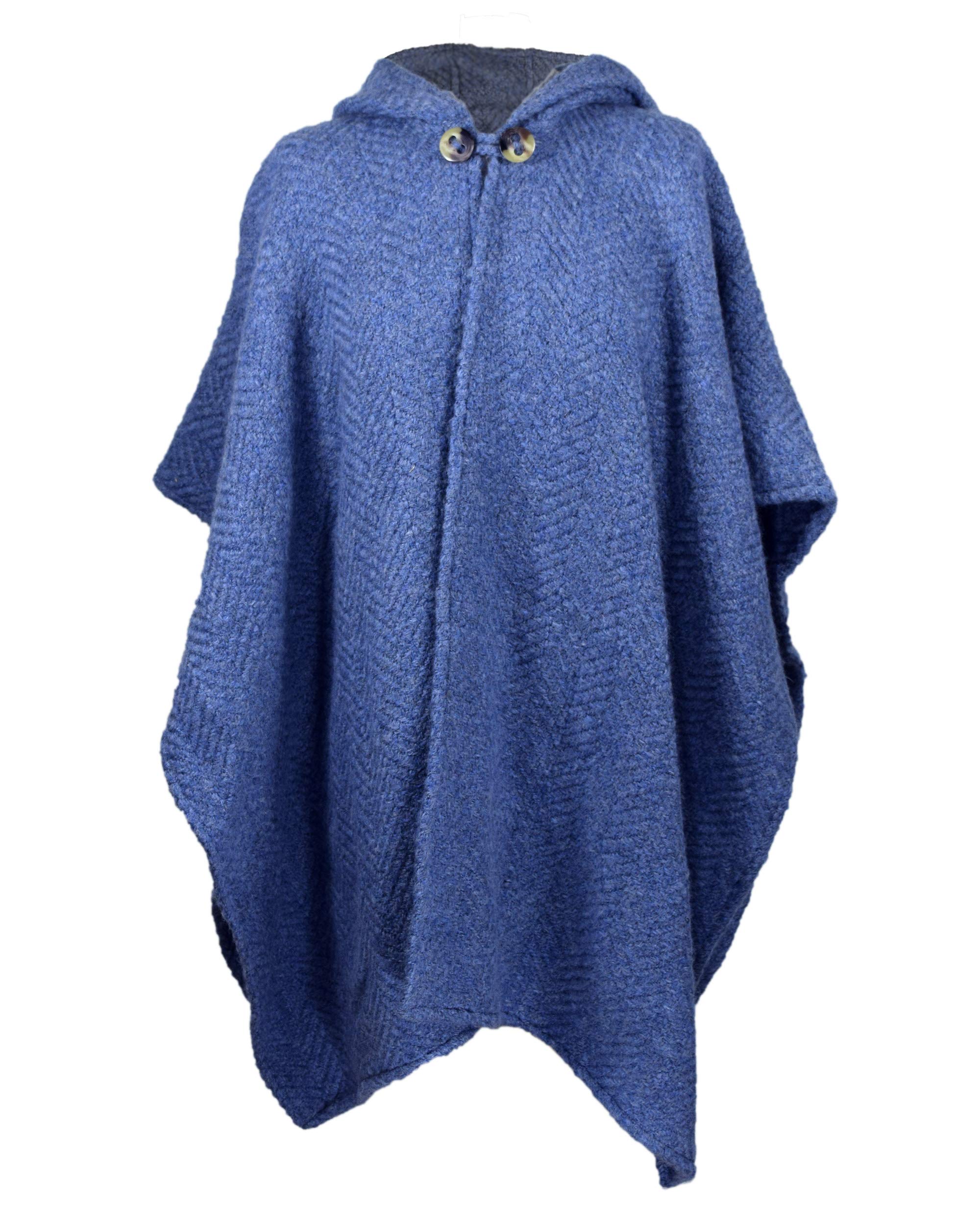 Stylish Denim Blue Hooded Cape for Women - Fashionable Outerwear for Fall & Winter | Perfect for Casual Outings, Parties, and Cosplay