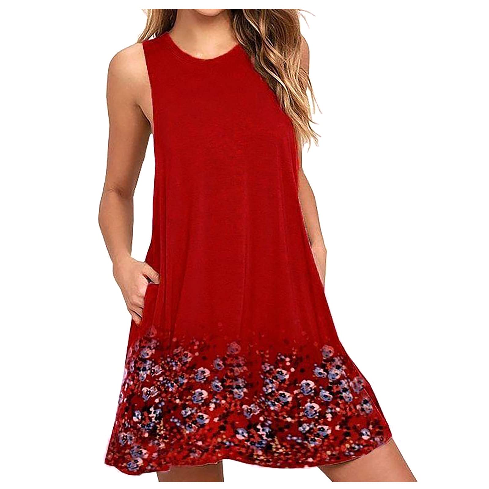 2022 Fashion Women's Casual Sleeveless Bohemian O-Neck Tank Dress - Plus Size Summer Short Dress for Beach, Vacation & Outdoor Activities
