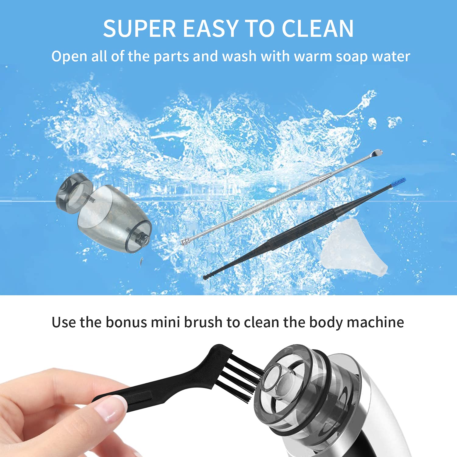 Electric Ear Wax Removal Kit - 5-Level Adjustable Suction USB Rechargeable Ear Vacuum Cleaner for Adults & Kids | Safe Earwax Removal Tool for Home Use, Travel & Daily Hygiene Care