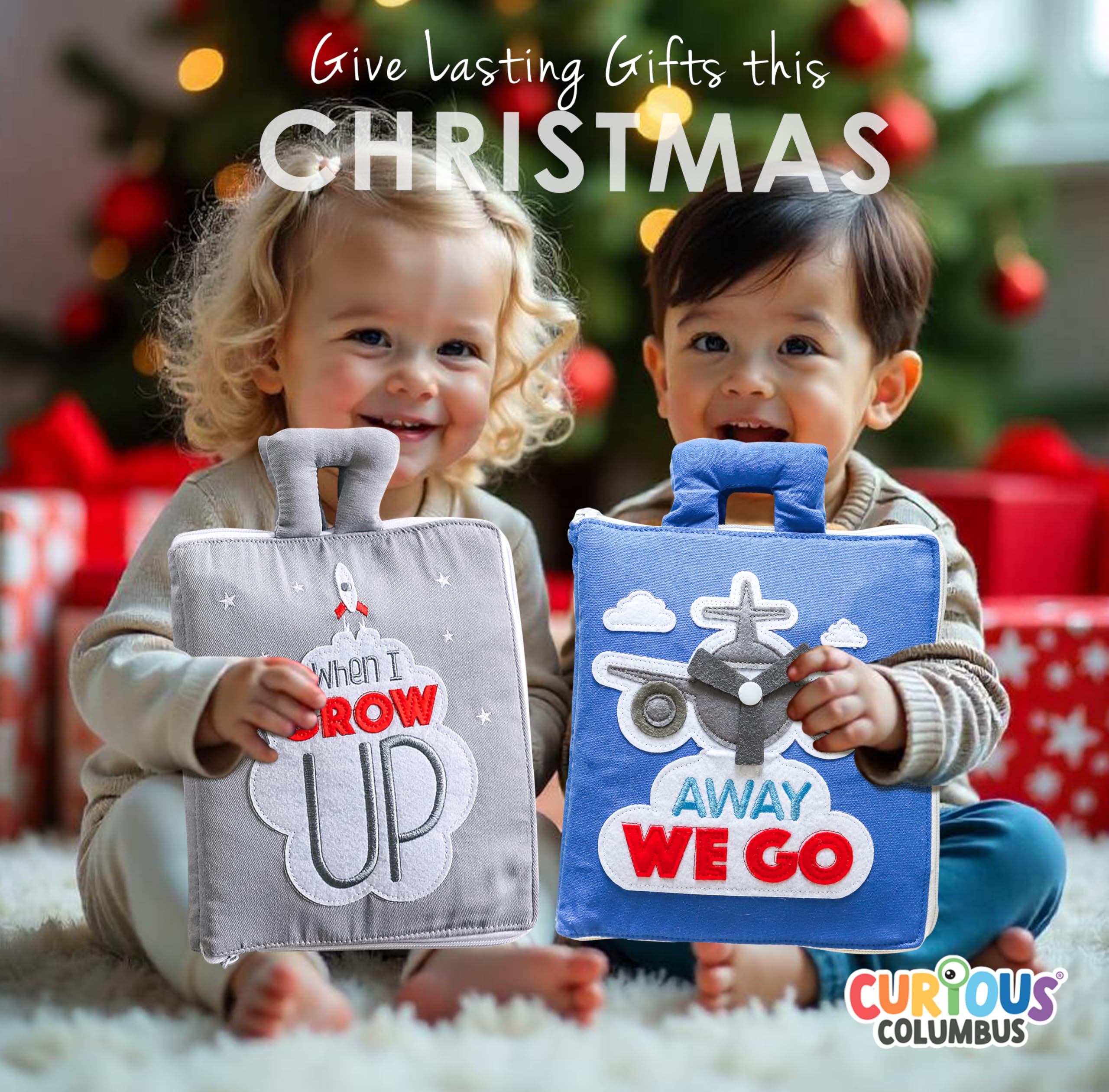 Curious Columbus Quiet Book for Toddlers 3-5 | Montessori Educational Travel Activity Toy | Airplane & Adventure Themed Busy Book | Perfect for Preschool Learning, Long Flights & Road Trips