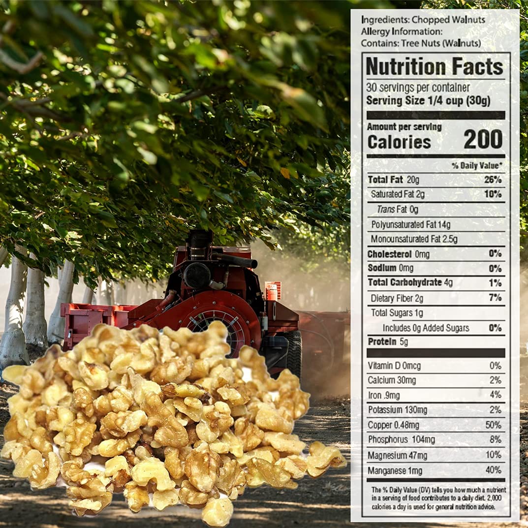Premium Chopped California Walnuts by Mariani - Gluten Free, Kosher Certified - Resealable Stand Up Bag - Perfect for Baking, Snacking & Salads