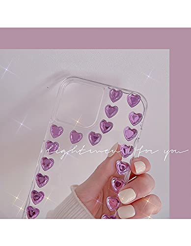 Sparkly Rhinestone Heart iPhone 12 Pro Max Case - Luxury 3D Glitter Bling Phone Cover for Women, Cute Girly Diamond Design with Soft TPU Protection | Perfect Gift for Girlfriends, Wives & Teens (Pink, Gold, Silver) - Great for Parties, Dates & Everyday Glam