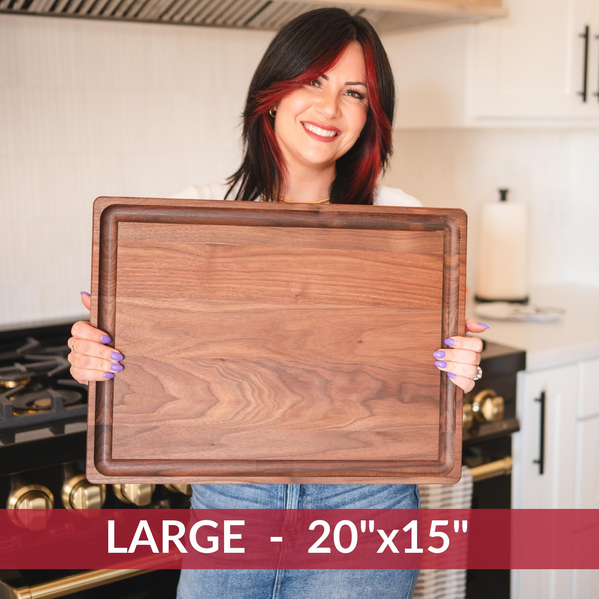 Premium Coconut Cutting Board Oil 8oz & Large Walnut Wood Cutting Board 20x15 - Natural Wood Conditioner & Protector for Kitchen, Butcher Block, and Wooden Countertops