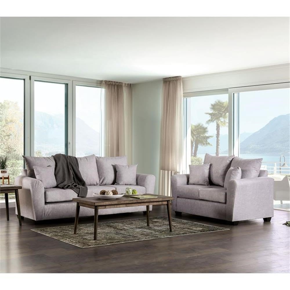 Argan Contemporary Fabric Upholstered Sofa in Gray - Modern Living Room Furniture for Small Spaces & Apartments | Comfortable Sectional Couch for Home, Office Lounge & Entertainment Areas