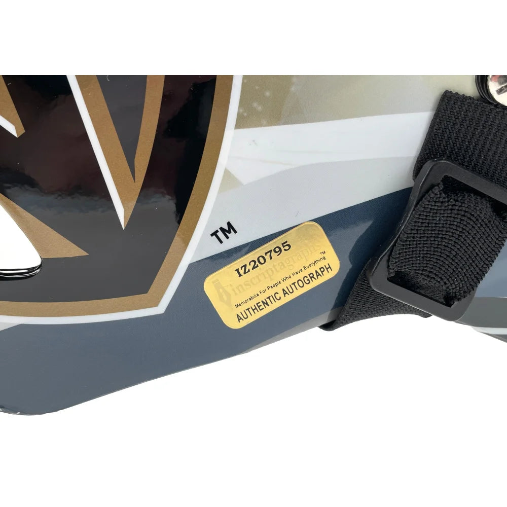 Logan Thompson Autographed Vegas Golden Knights Goalie Mask - First Win Inscribed - VGK IGM COA Certified - Perfect for Hockey Fans & Collectors - Display in Man Cave, Sports Room, or Office