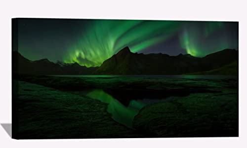 Aurora Mountains Reflection