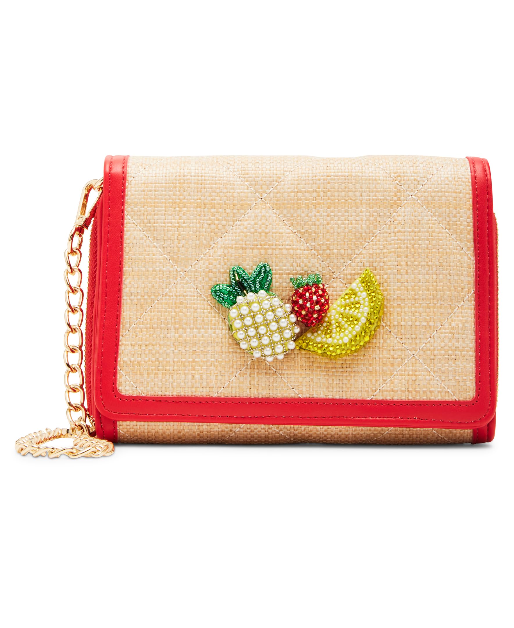 Betsey Johnson Fresh N Fruity Beige Wallet On A Chain - Stylish Crossbody Bag for Women, Perfect for Parties, Shopping & Everyday Use
