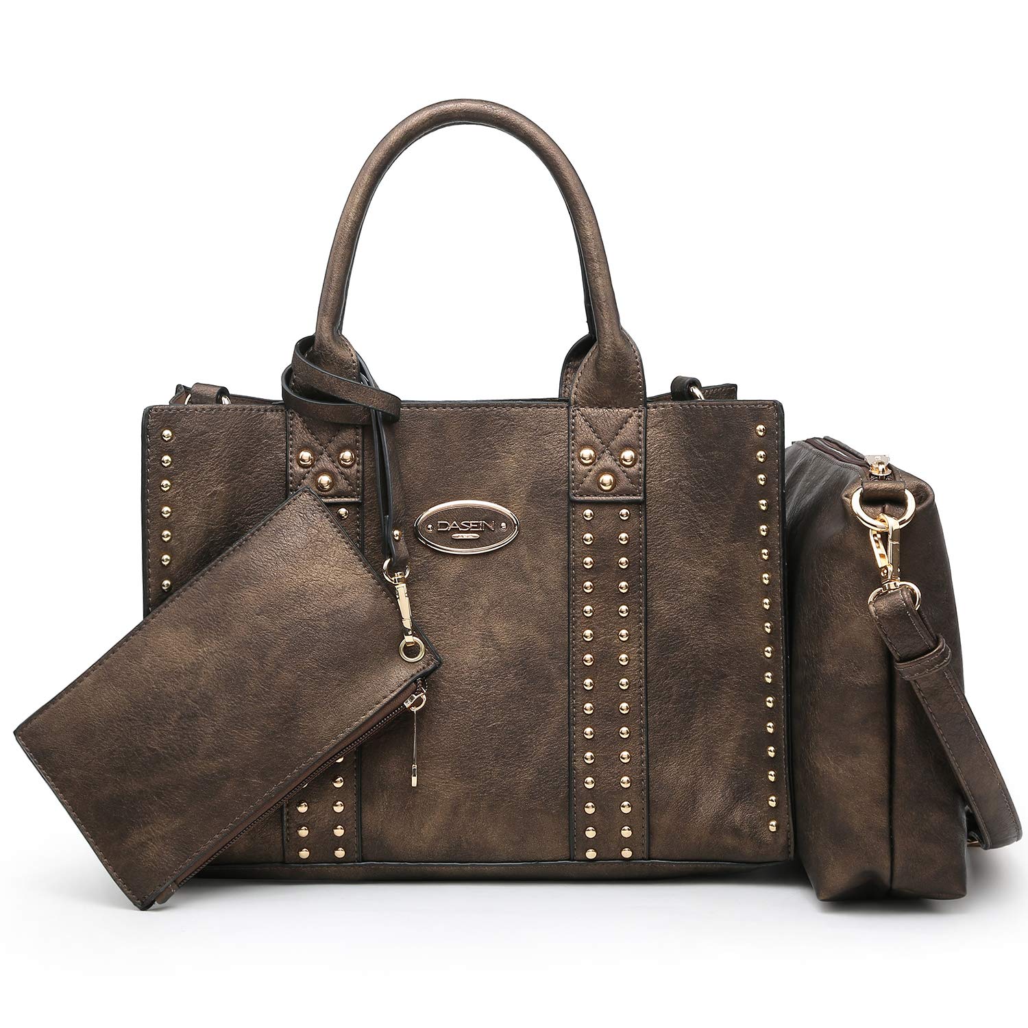 Dasein Women's Leather Tote Bag with Wallet Set - Stylish Top Handle Satchel & Shoulder Hobo Bag (3-Piece Set) | Perfect for Work, Travel, and Everyday Use