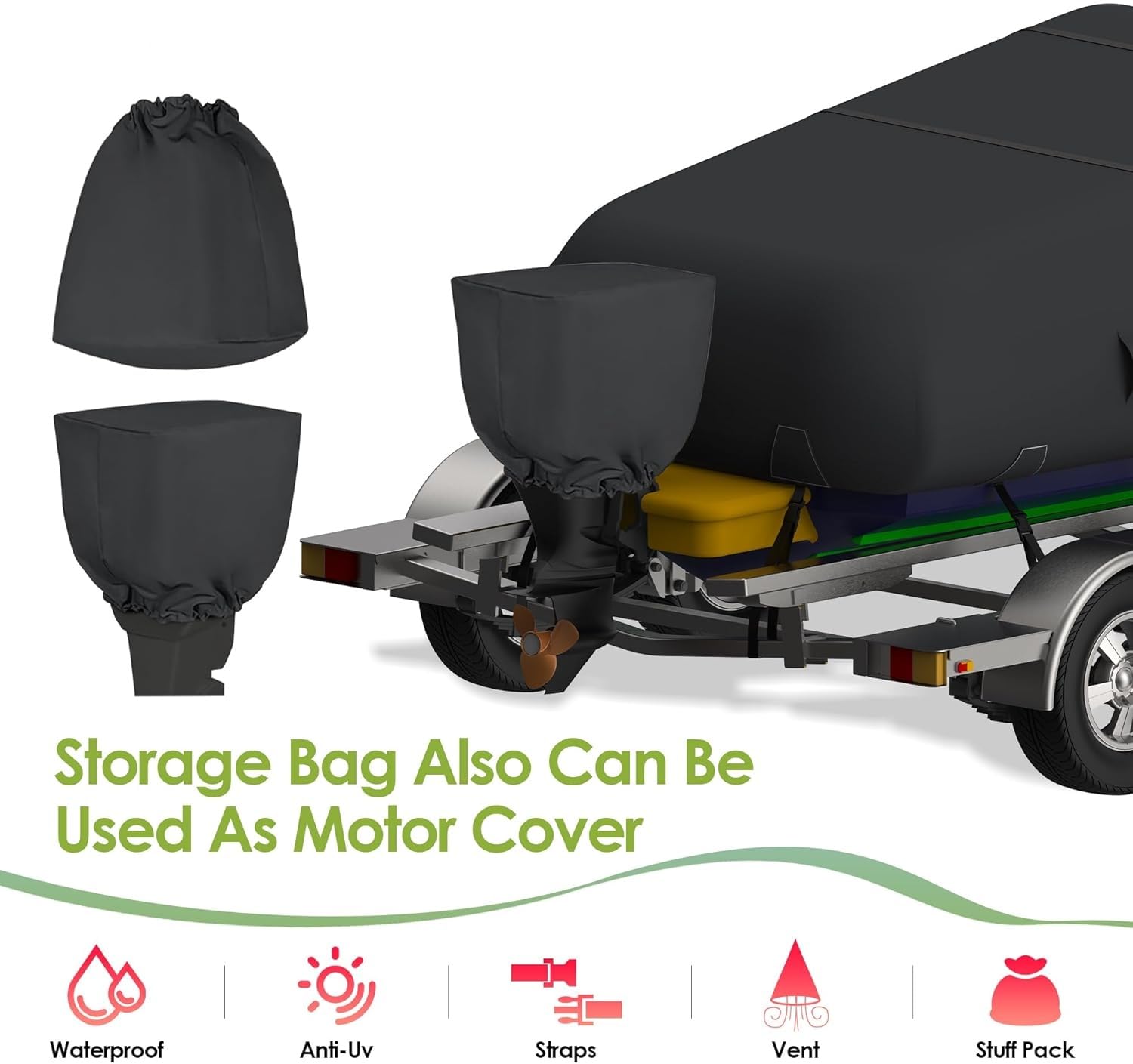 Heavy Duty 900D Waterproof Boat Cover 12-14 ft - UV Resistant for V-Hull, Tri-Hull, Runabout - Perfect for Outdoor Boat Storage
