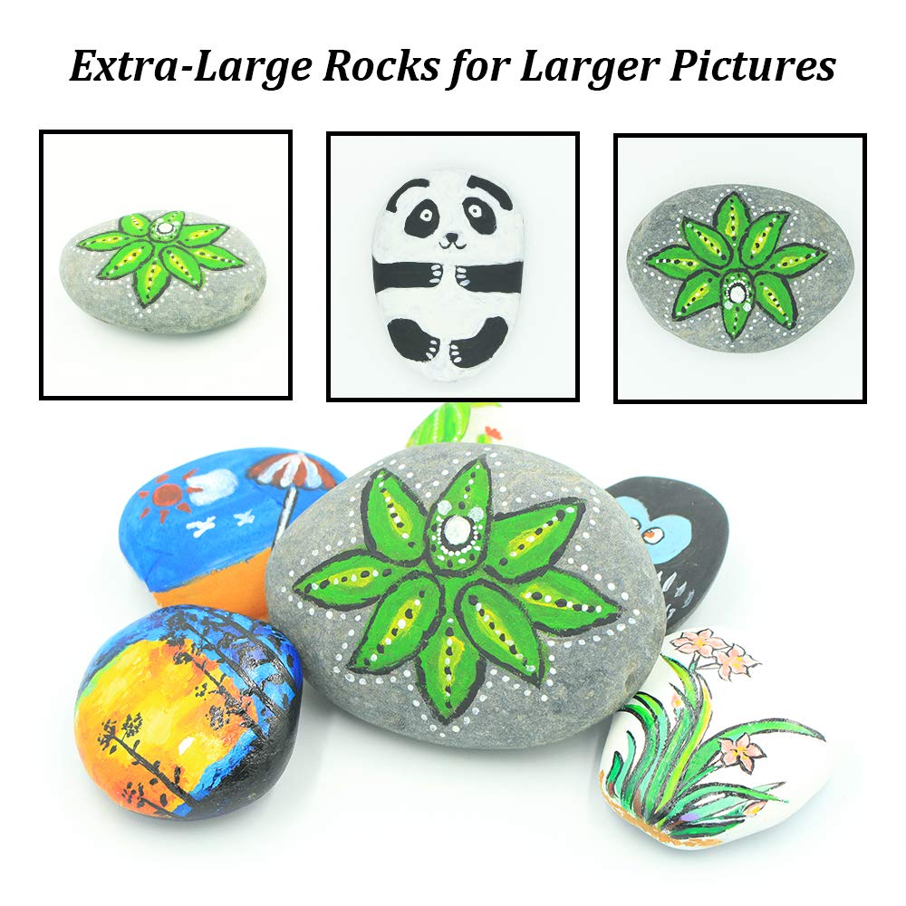 Extra Large River Rocks for Painting – 20 Big Flat Smooth Stones (3.5”-5”), 12-14 LB Craft Rocks for Rock Painting, Kindness Stones, DIY Art Supplies for Adults & Kids – Perfect for Garden Decor, Home Crafts, and Outdoor Activities