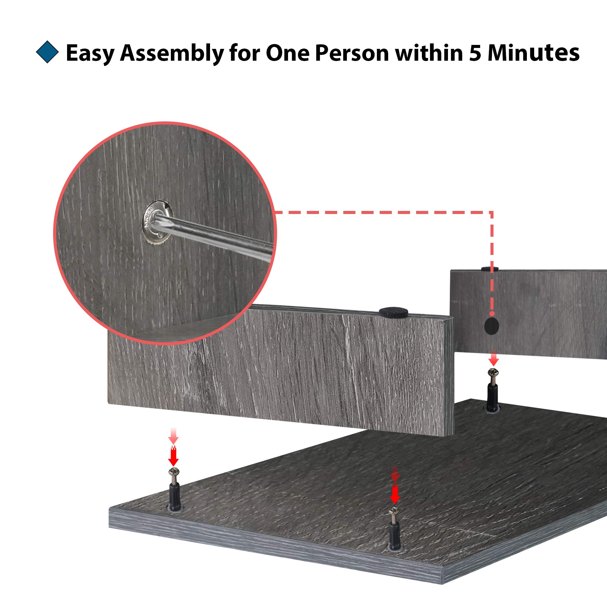 Bestier 15.7 Inch Wooden Monitor Stand Riser - Ergonomic Desktop Shelf for Computer Monitor, Laptop & TV - Space Saving Desk Organizer with Storage (Gray) - Perfect for Home Office, Gaming Setup & Workspace Organization