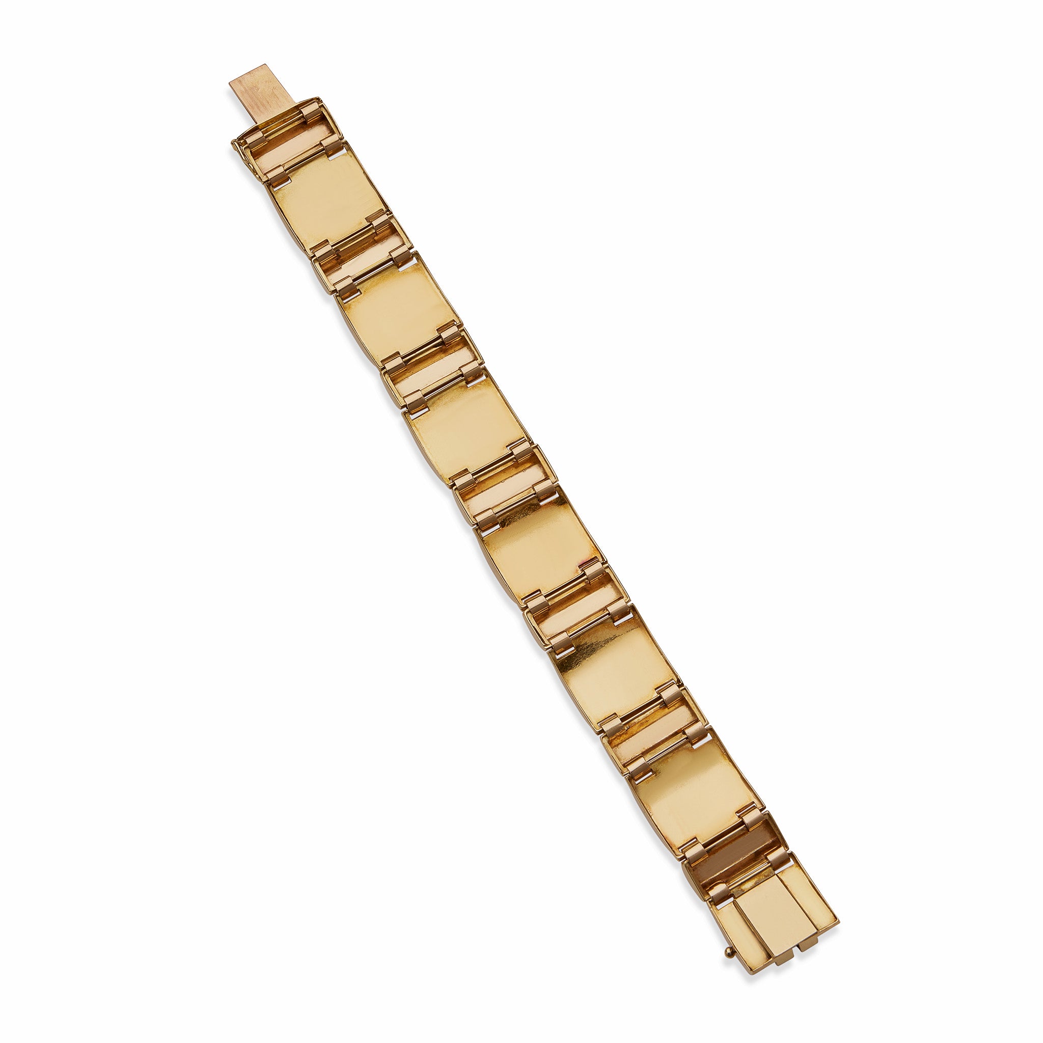 Elegant French Retro 18K Gold Tank Track Bracelet for Women - Vintage Luxury Jewelry Gift for Anniversary, Birthday & Special Occasions