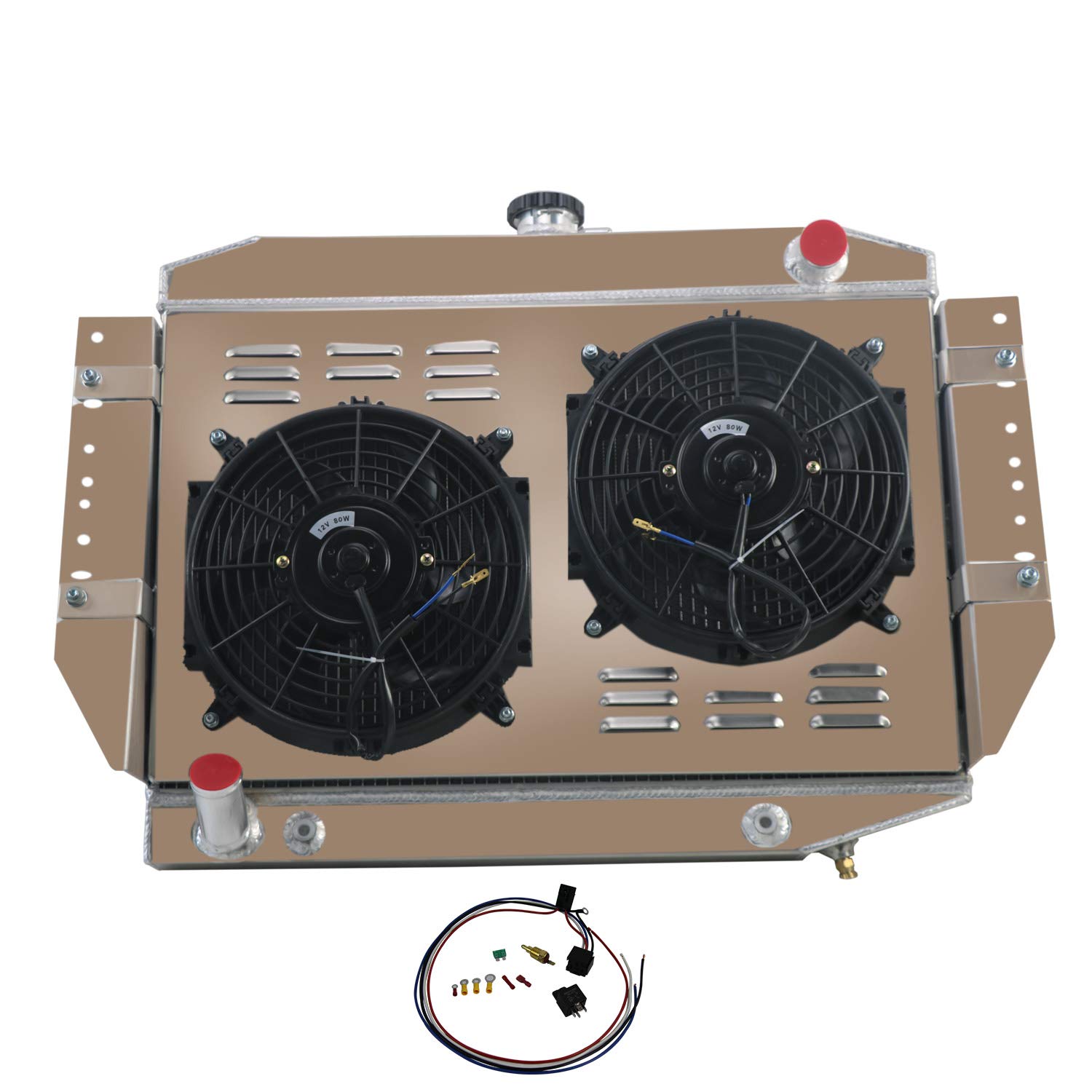 High-Performance 3-Row Aluminum Radiator for 1972-1979 Jeep Cherokee Wagoneer J-Series V8 - Complete Cooling Kit with Fan Shroud & Relay - Perfect for Off-Roading & Engine Upgrades