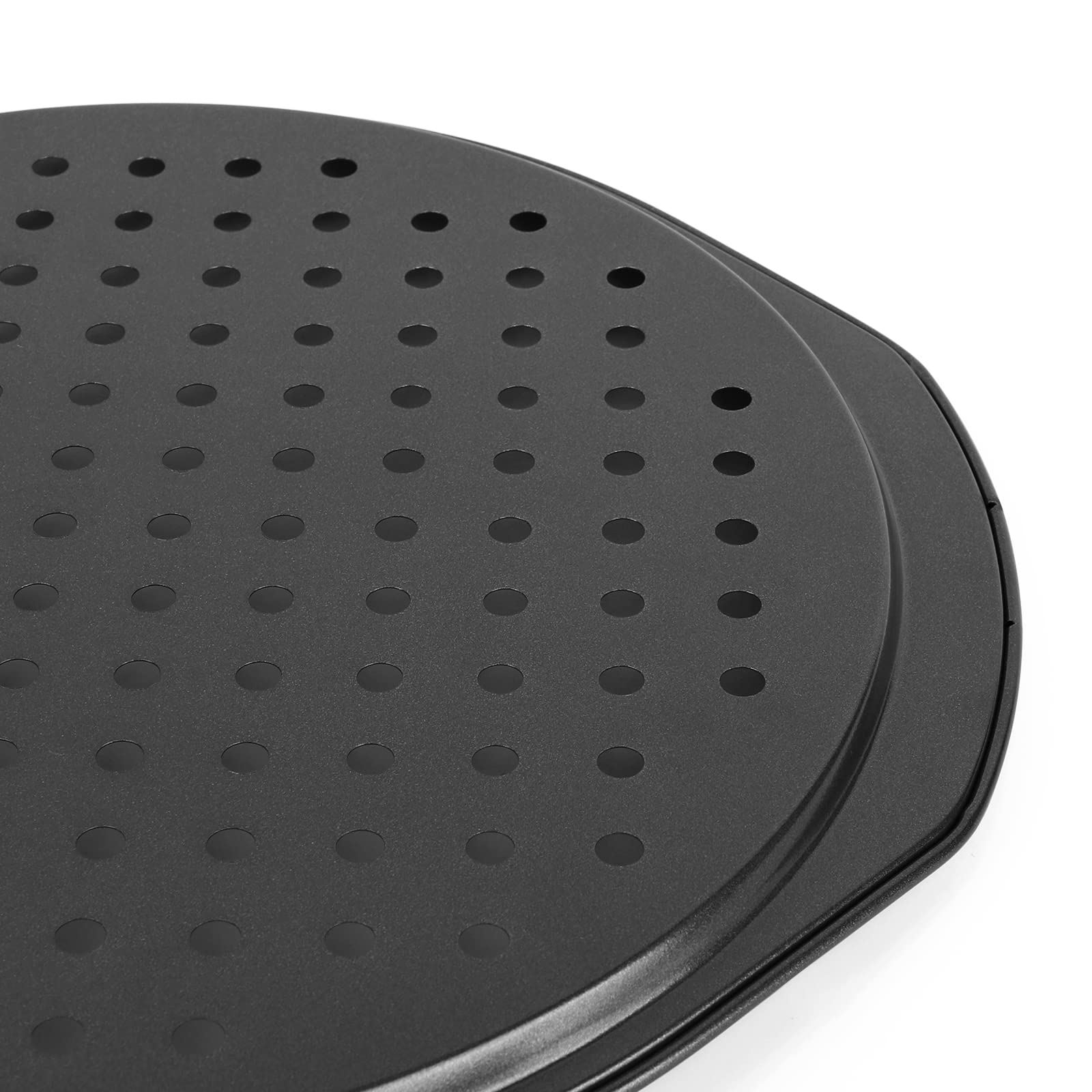 Beasea 2 Pack 12 Inch Non-Stick Carbon Steel Pizza Pan with Holes - Round Crisper Baking Tray for Home, Kitchen & Restaurant Oven - Perfect for Homemade Pizza, Bread, Cookies & Baking Parties