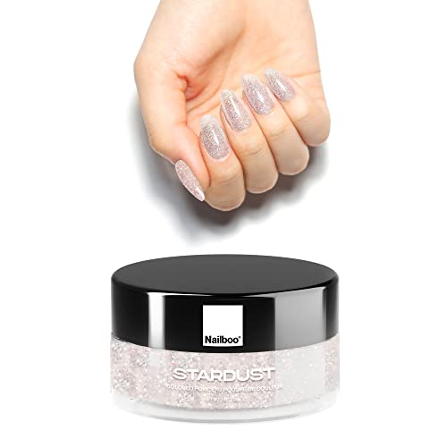 **Nailboo PREMIUM Silver Glitter Stardust Nail Dip Powder – DIY Long-Lasting Dip Nails Kit with Strengthener, No UV Lamp Needed (5 oz) – Perfect for Salon-Quality Manicures at Home**