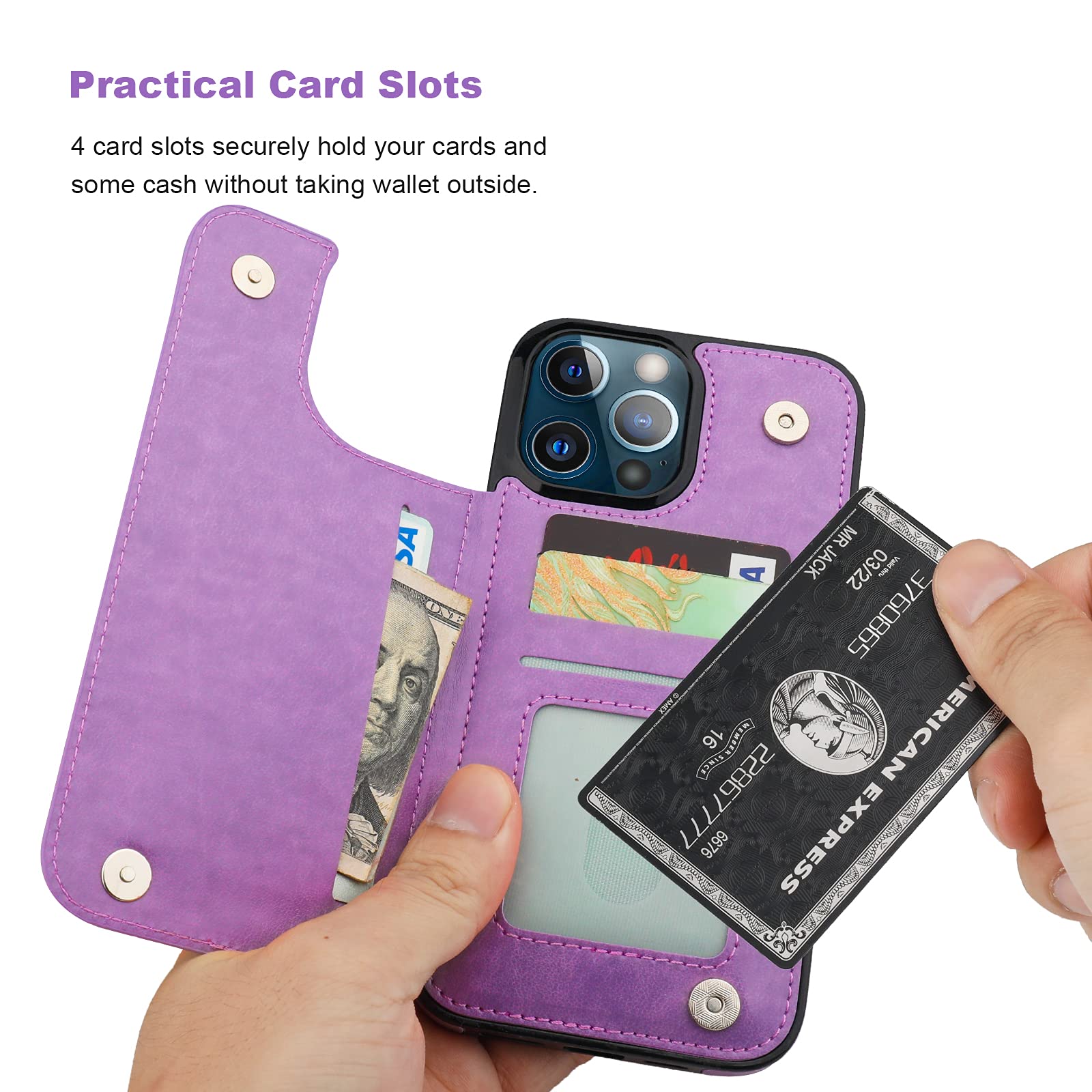 Vaburs iPhone 13 Pro Max Wallet Case with Card Holder - Embossed Butterfly PU Leather Flip Cover, Magnetic Car Mount Compatible, Shockproof Protection for 6.7