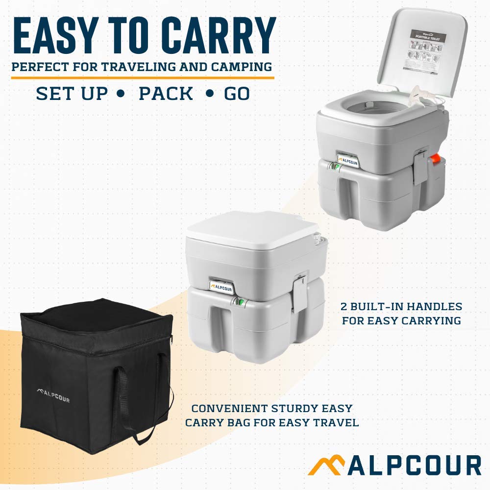 Alpcour Portable Toilet with Detachable Sink - Compact Camping Toilet for RV, Boat, Travel & Outdoor Adventures | Ideal for Emergency, Road Trips & Off-Grid Living