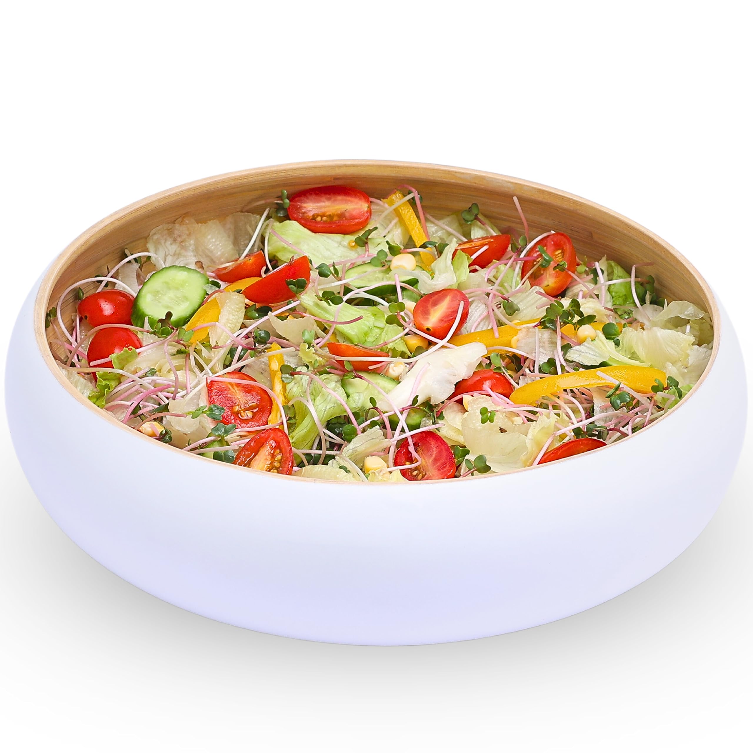CLAYNIX White Bamboo Fruit Bowl - Large Decorative Serving Bowl for Kitchen Counter, Dining Table & Fruit Display | Perfect for Entertaining, Snacks & Home Decor