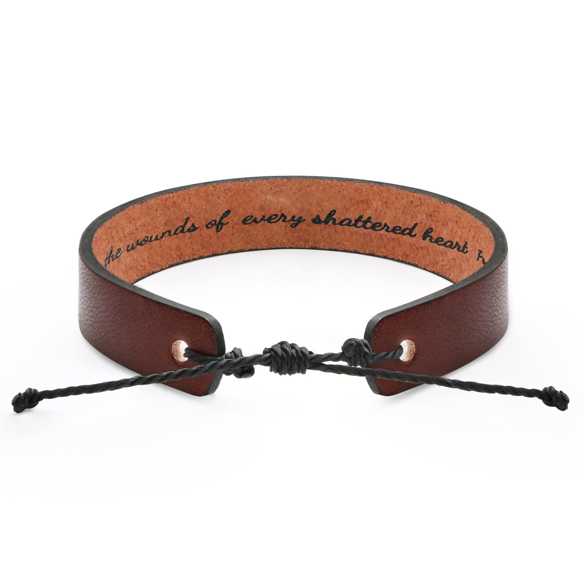 Adjustable Leather Bracelet for Men & Women - Inspirational Religious Confirmation Gift with Engraved Message, Anniversary Memorial Jewelry (Brown) - Perfect for Christmas, Father's Day, Birthday & Special Occasions