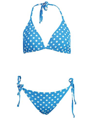 2-Piece Women's Blue & White Polka Dot Swimwear Set - Stylish Bikini for Beach, Pool & Summer Vacations