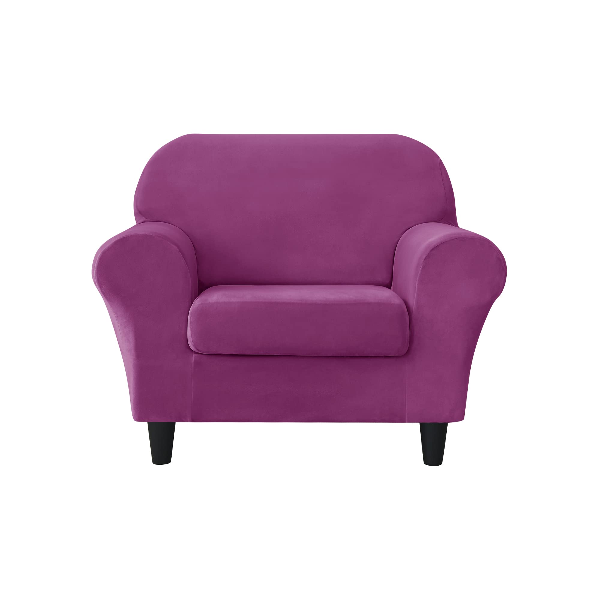 Ultra Soft Velvet Stretch Sofa Slipcover - Pet & Kid Friendly Furniture Protector Couch Cover (Purple, Small) - Perfect for Living Room, Family Room & Home Decor