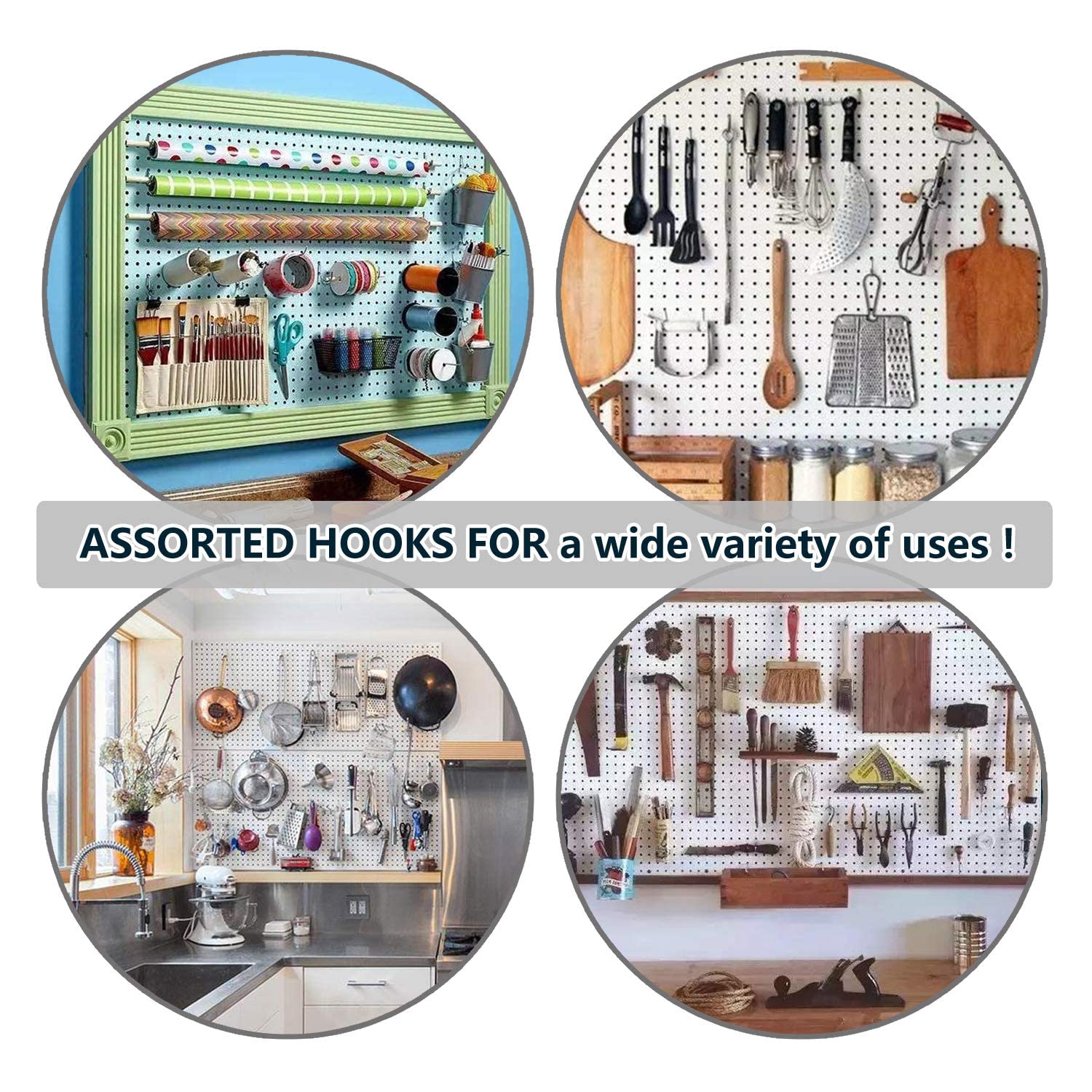 258 PCS Pegboard Hooks Kit - Metal Pegboard Hooks, Bins & Accessories for Garage, Workshop & Retail Organization - Heavy Duty Storage Solution for Tools, Supplies & Retail Displays